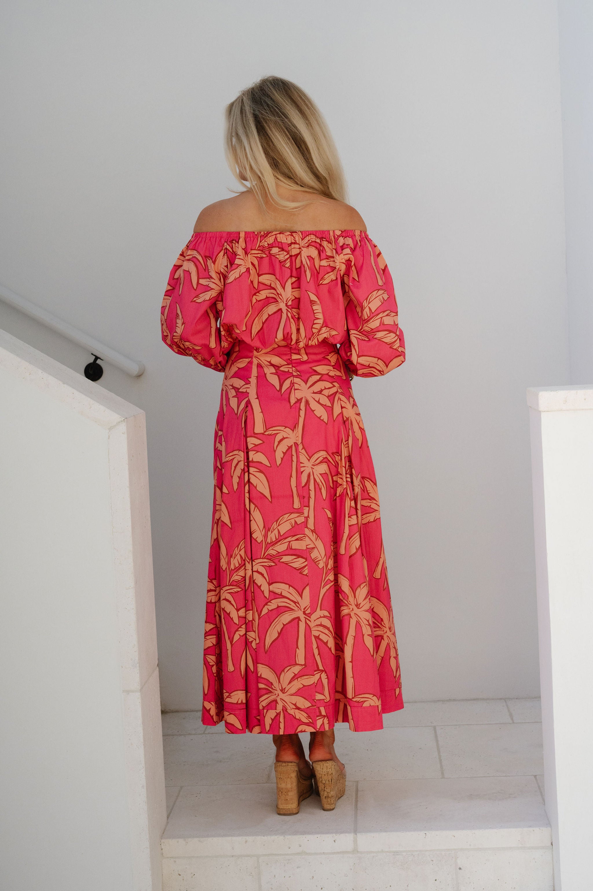Kailani OTS Floral Skirt Set-Pink