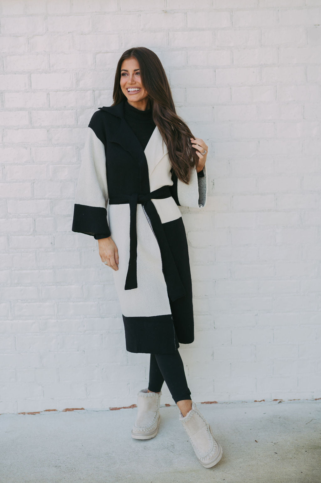 Travis Colorblock Cardigan- Black/Cream