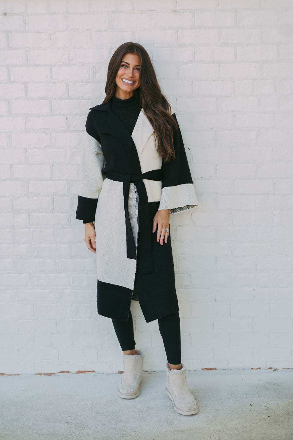 Travis Colorblock Cardigan- Black/Cream