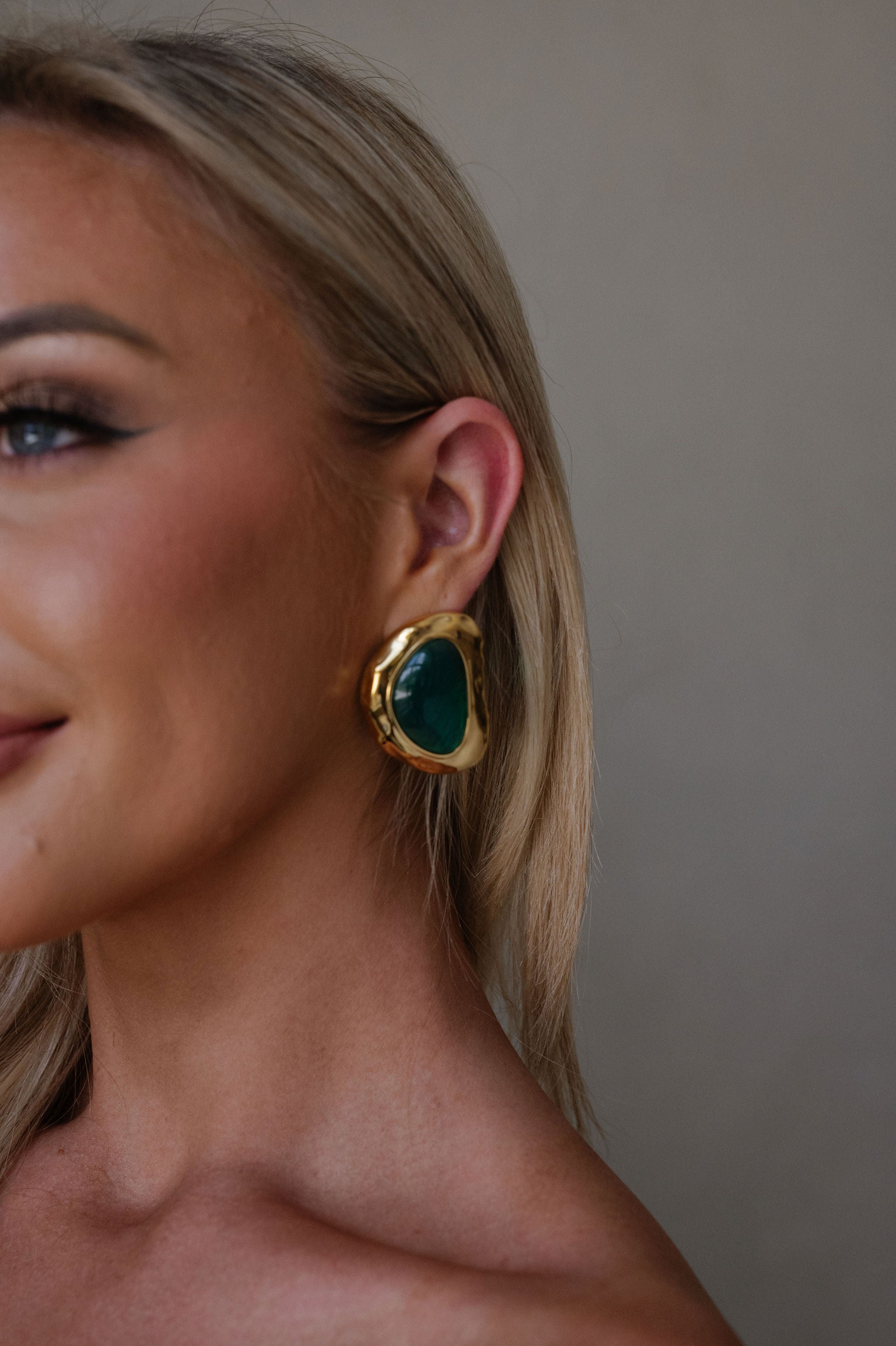 Mei Stone Stud-Green