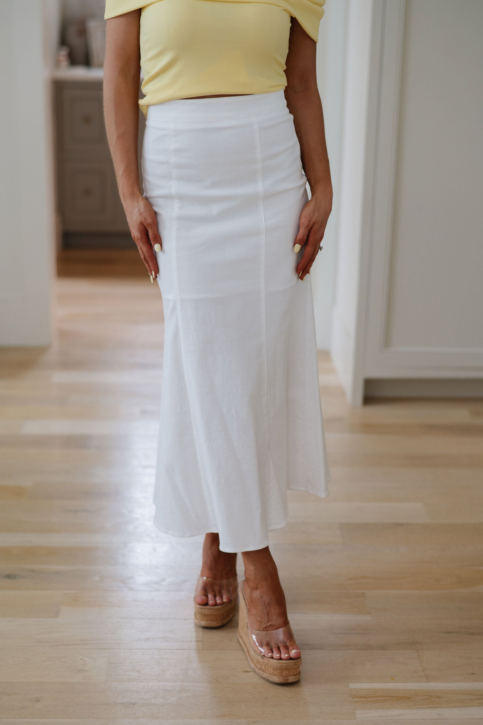Rains Midi Skirt-White