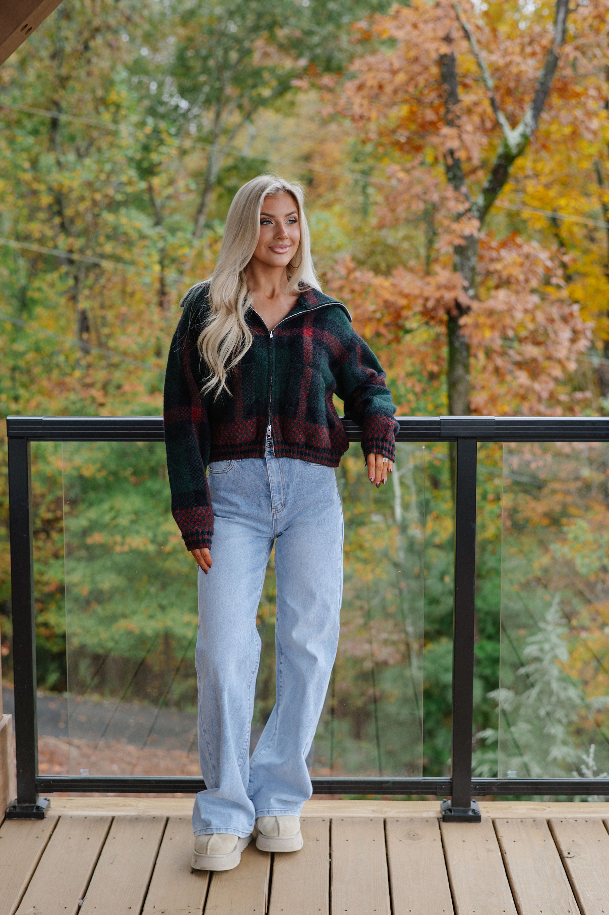 Kacie Plaid Jacket-Hunter Green