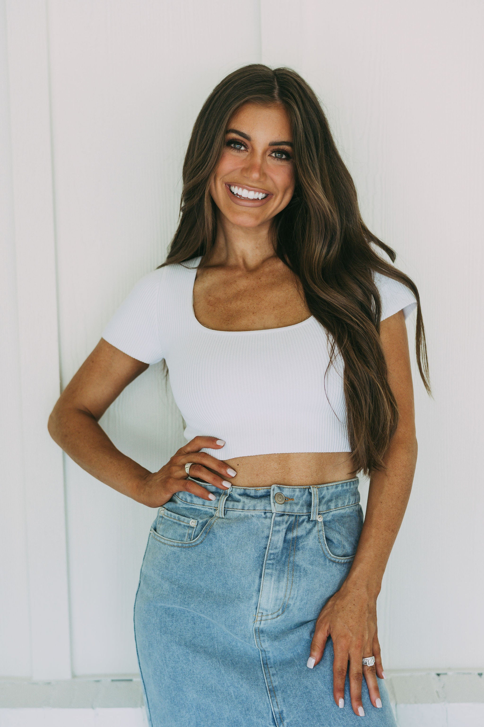 Taite Ribbed Crop Top- White