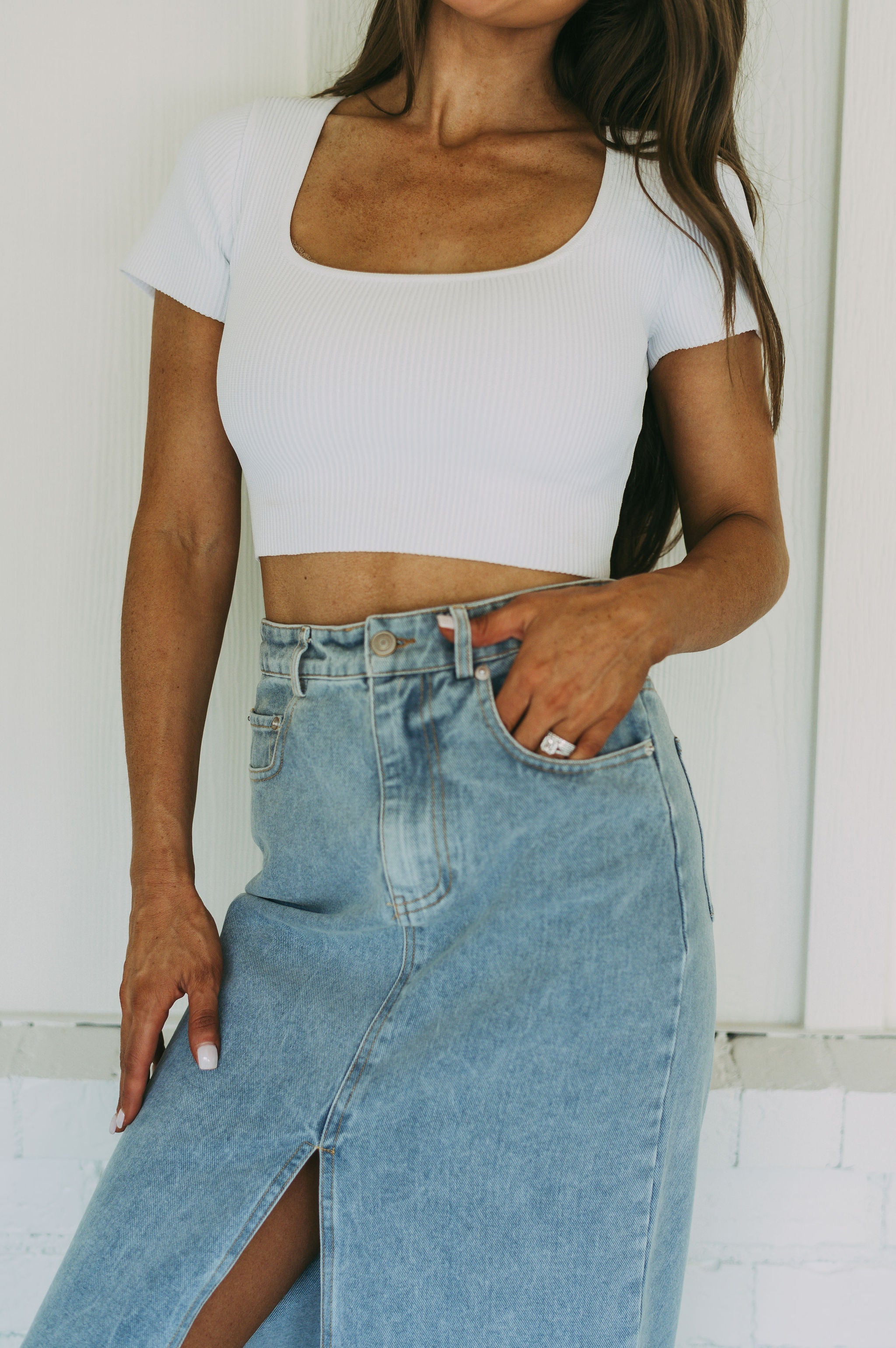 Taite Ribbed Crop Top- White