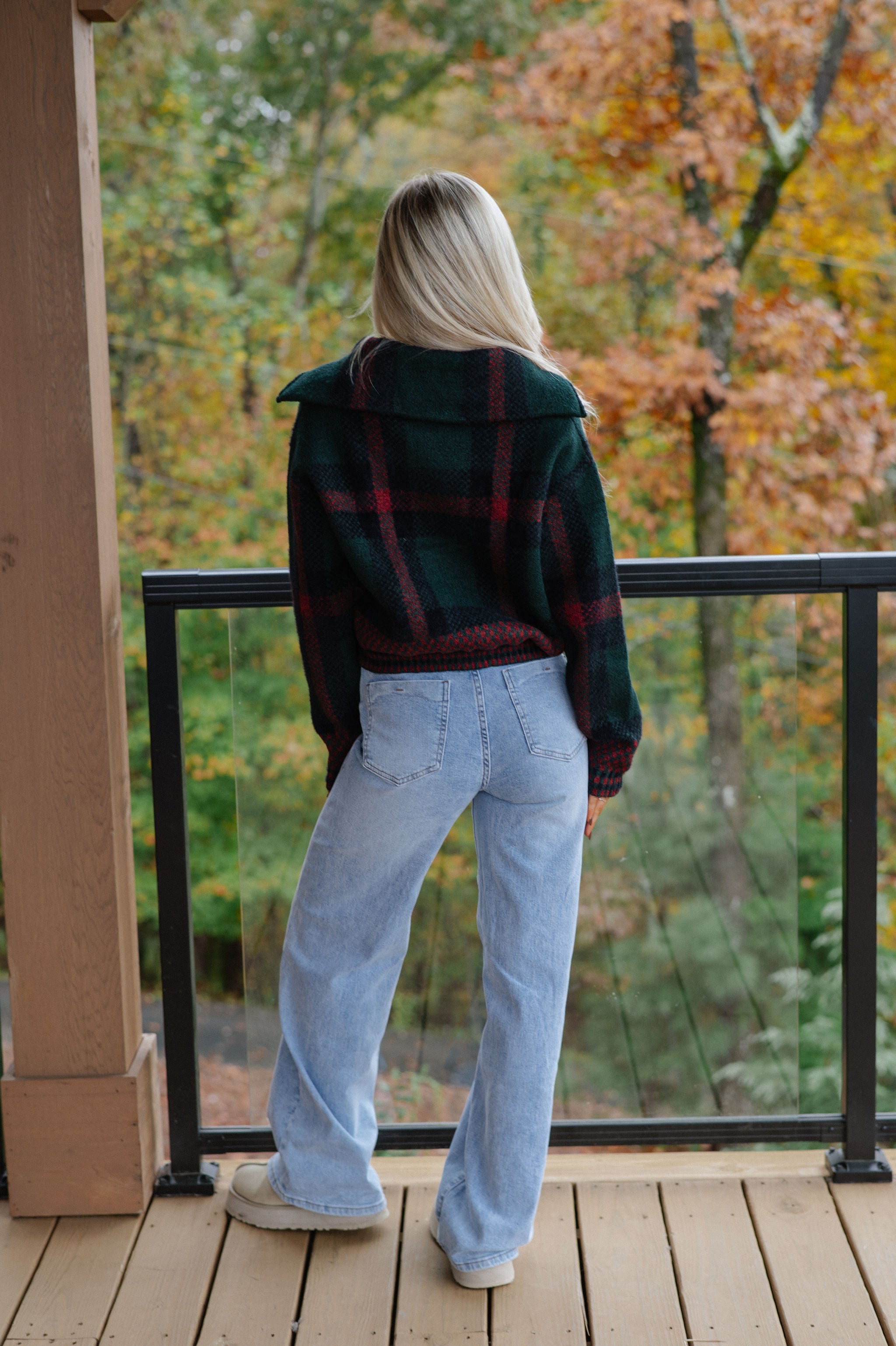 Kacie Plaid Jacket-Hunter Green
