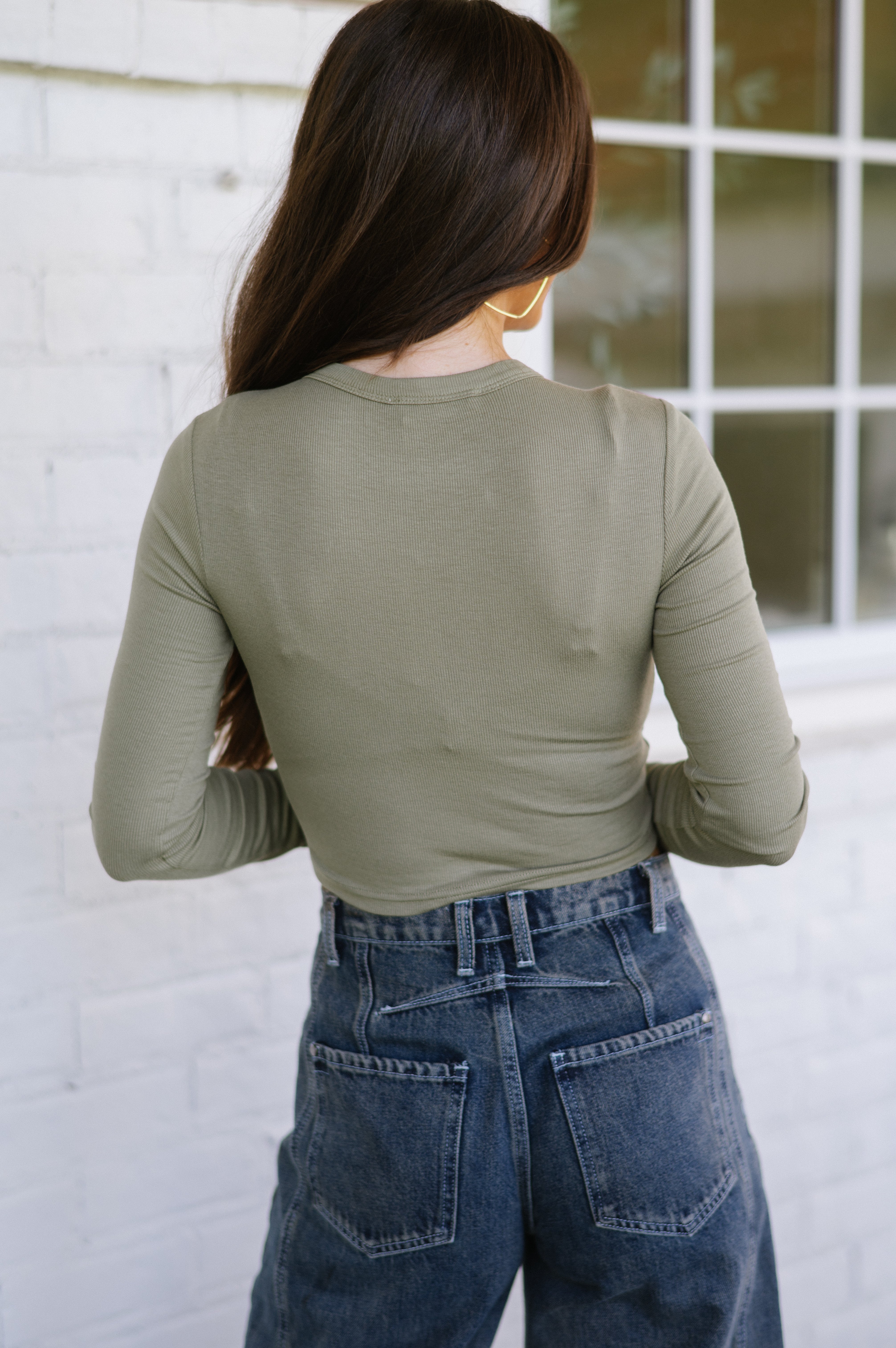 Lola Ribbed Crop Top- Light Olive