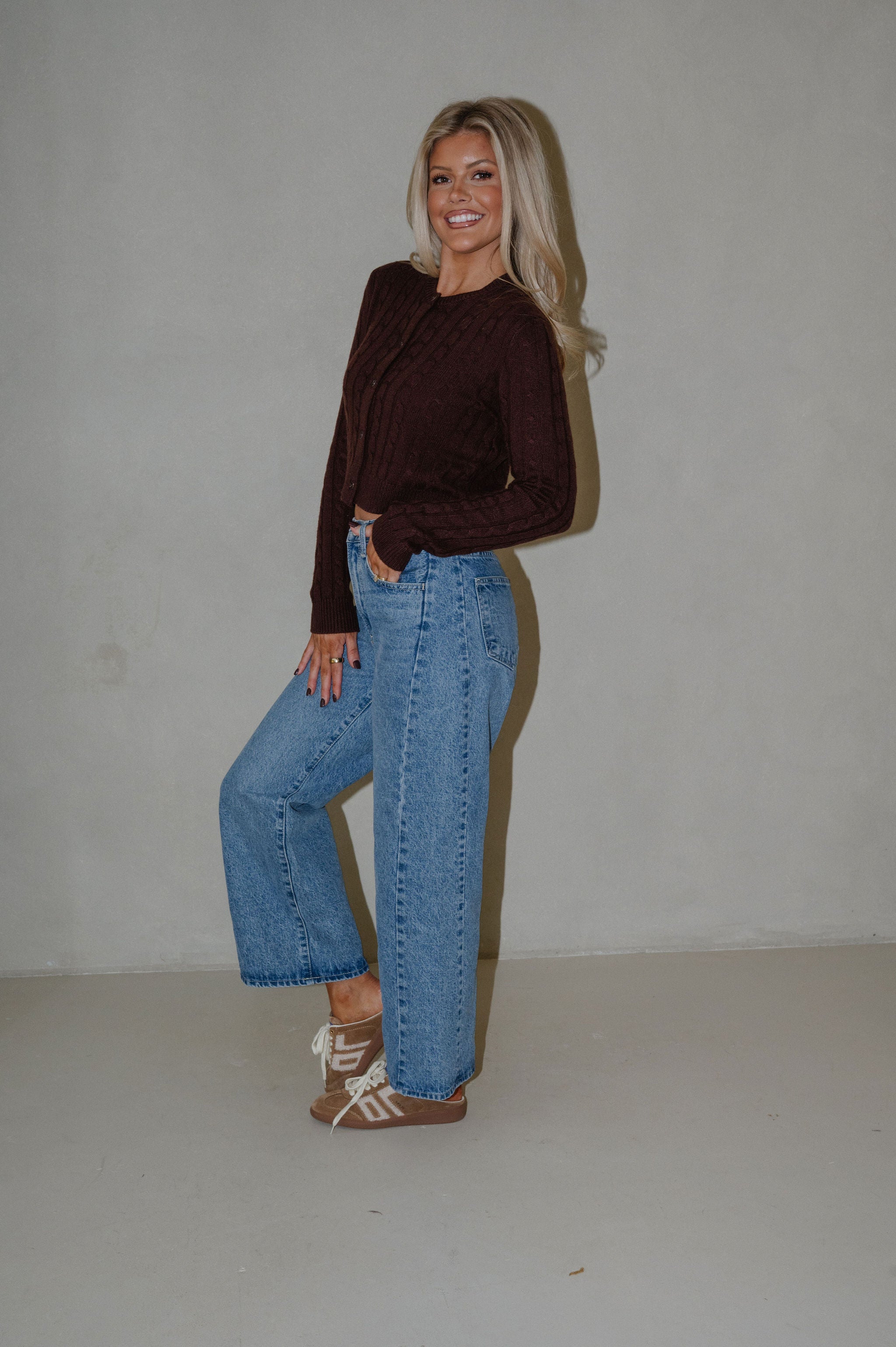 Markle Sweater Cardigan- Brown