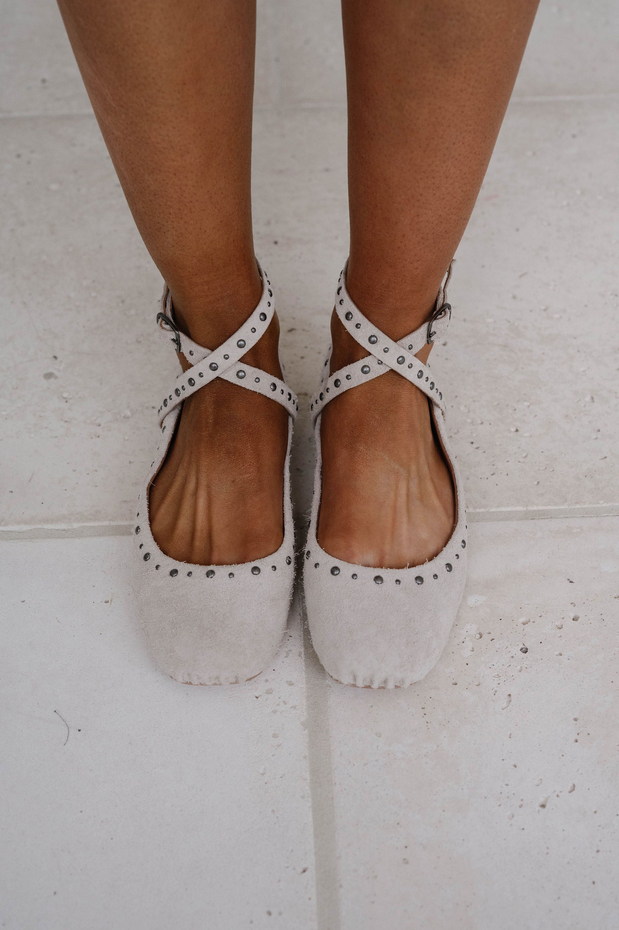Free People Grace Gems Ballet Flats-Sand Suede