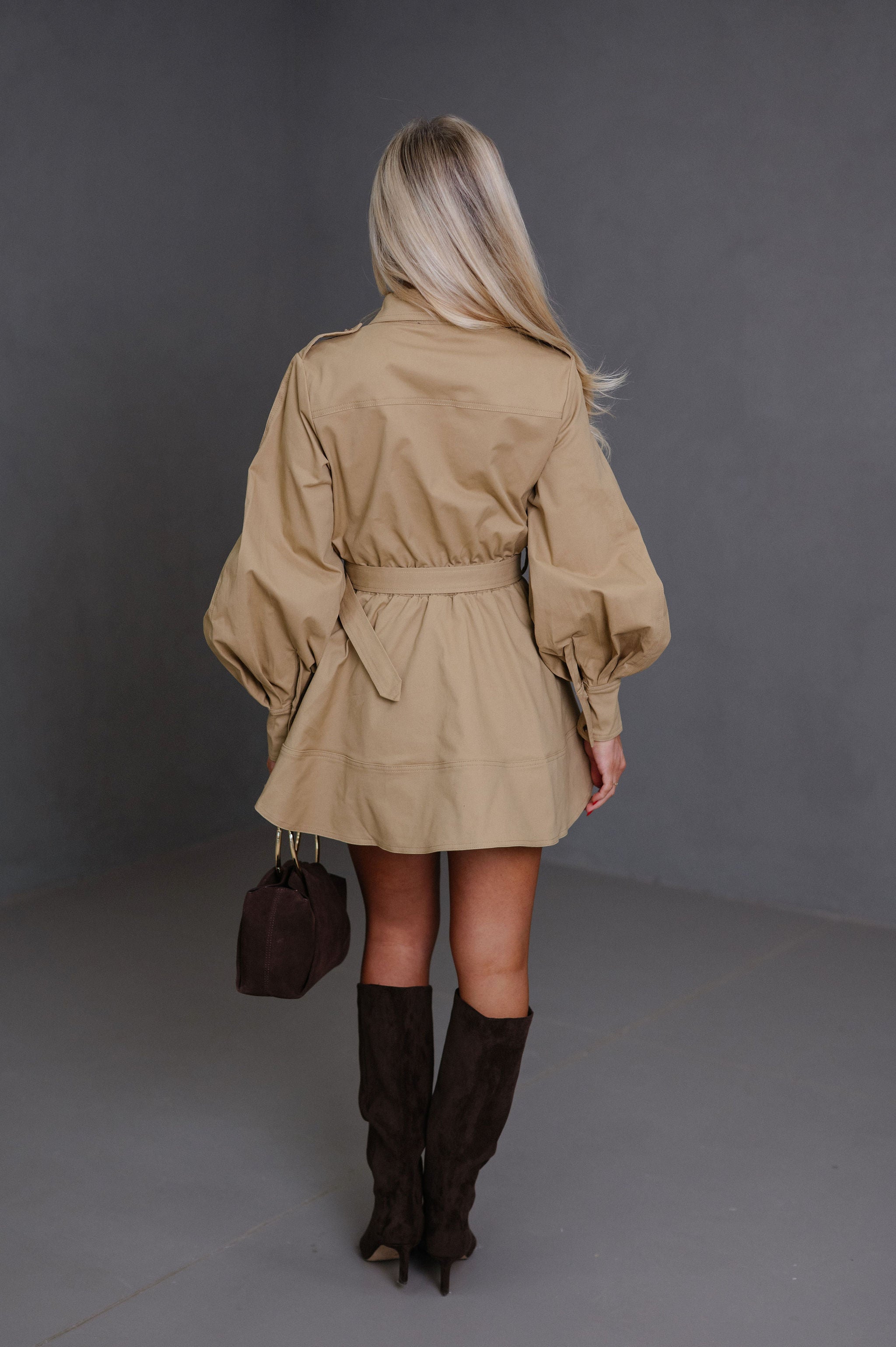 Hogan Mini Trench Dress-Camel
