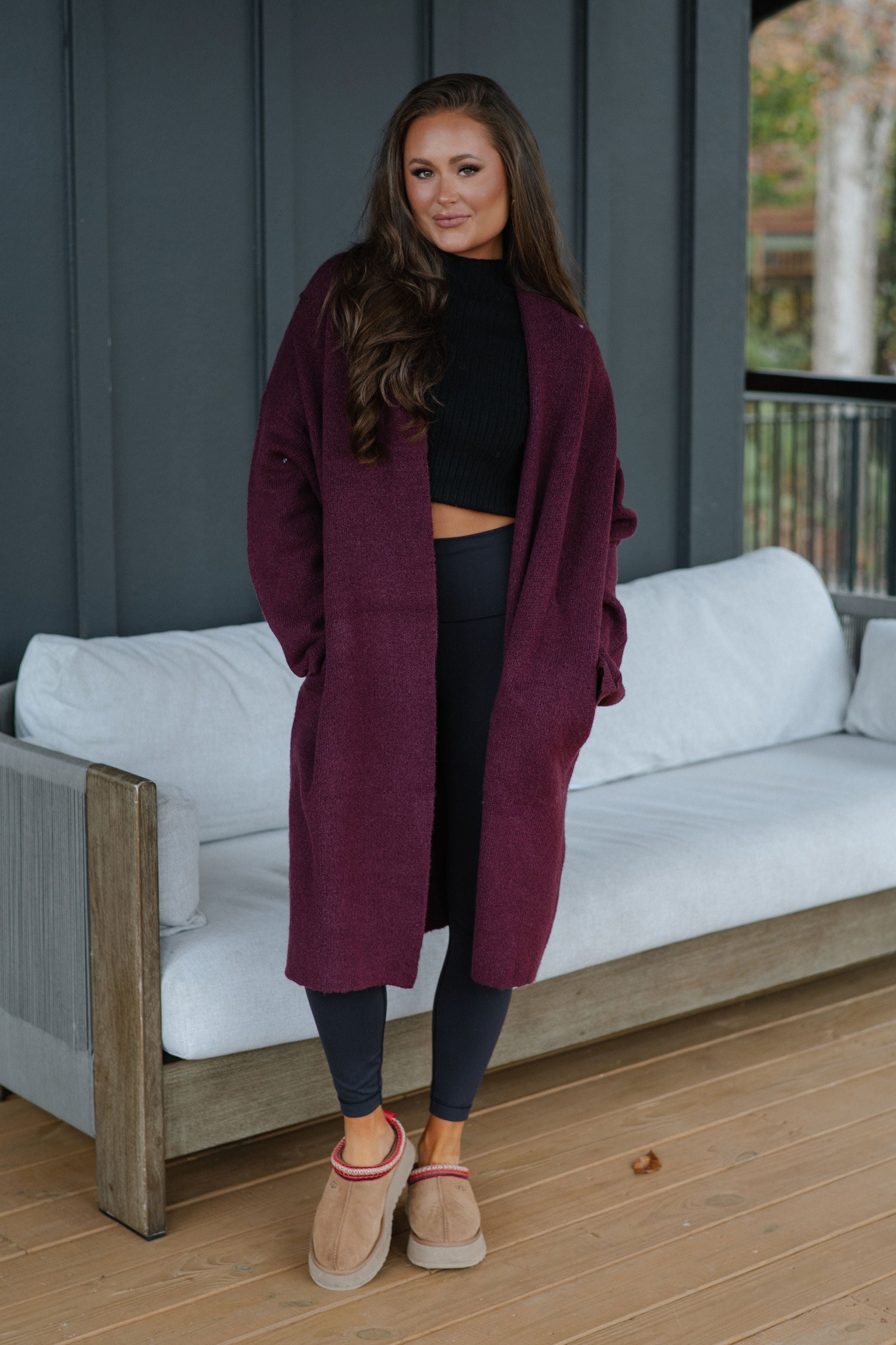 Clara Duster Cardigan-Dark Cherry
