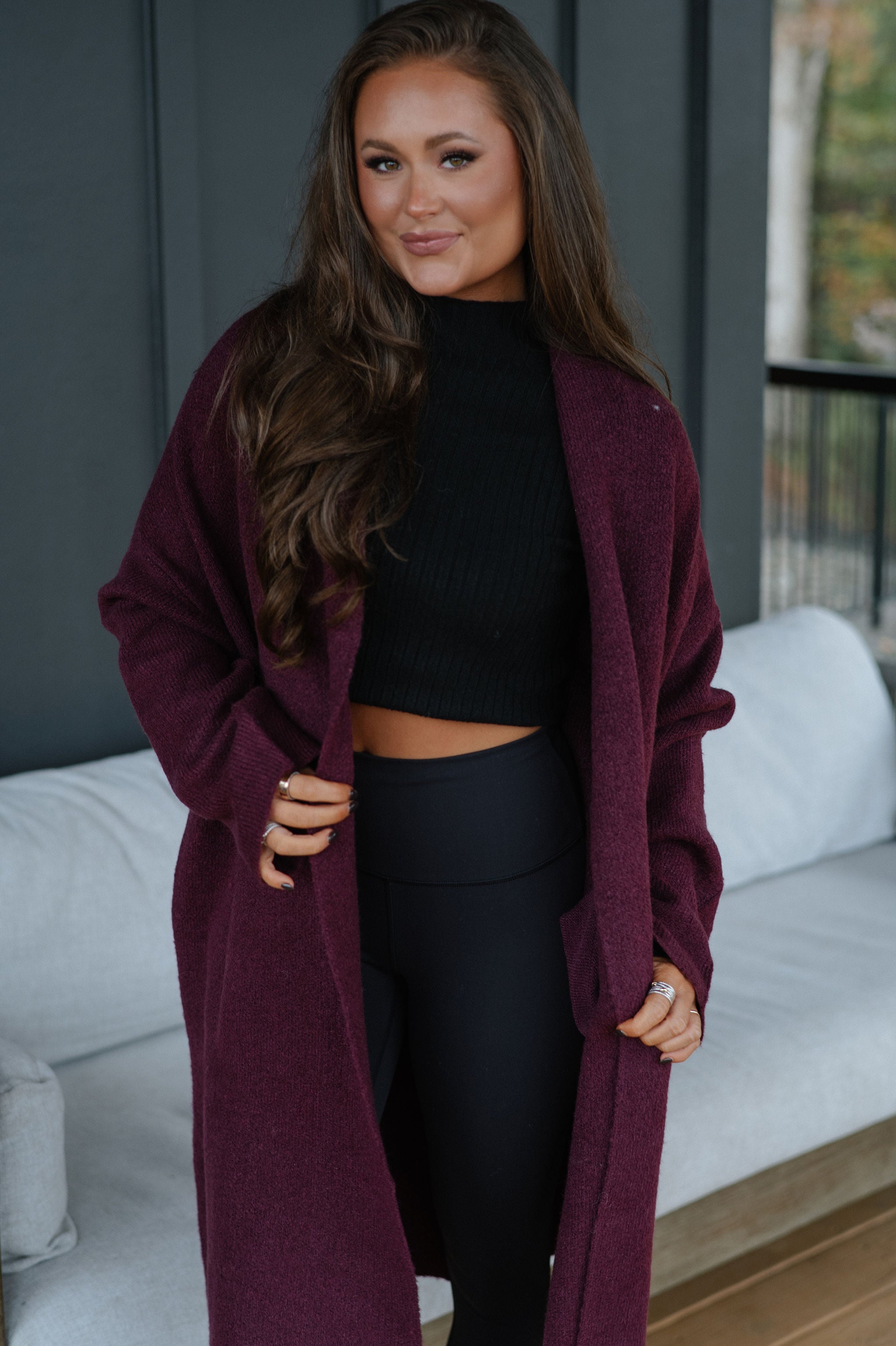 Clara Duster Cardigan-Dark Cherry