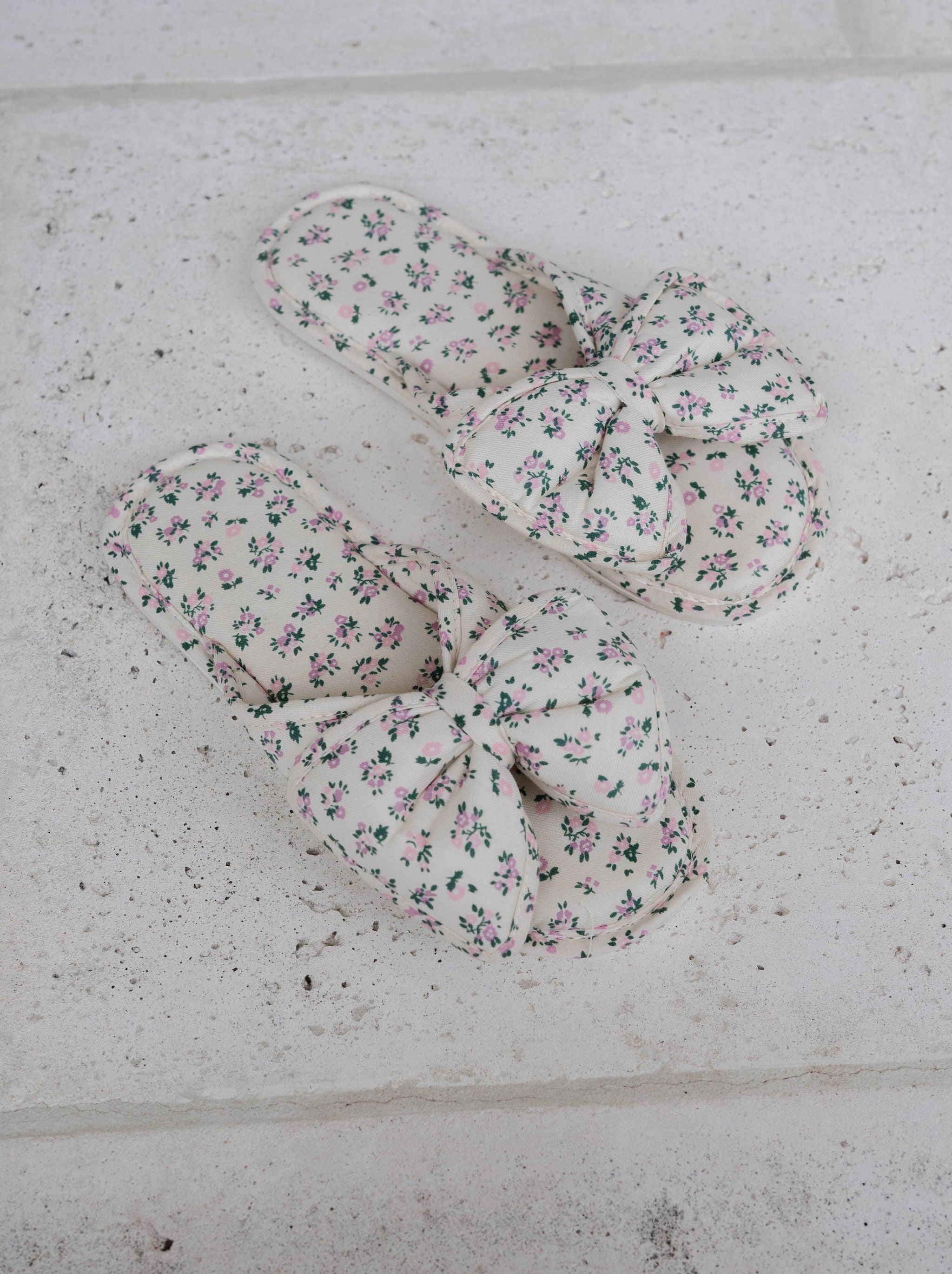 Floral Printed Slippers-Ivory