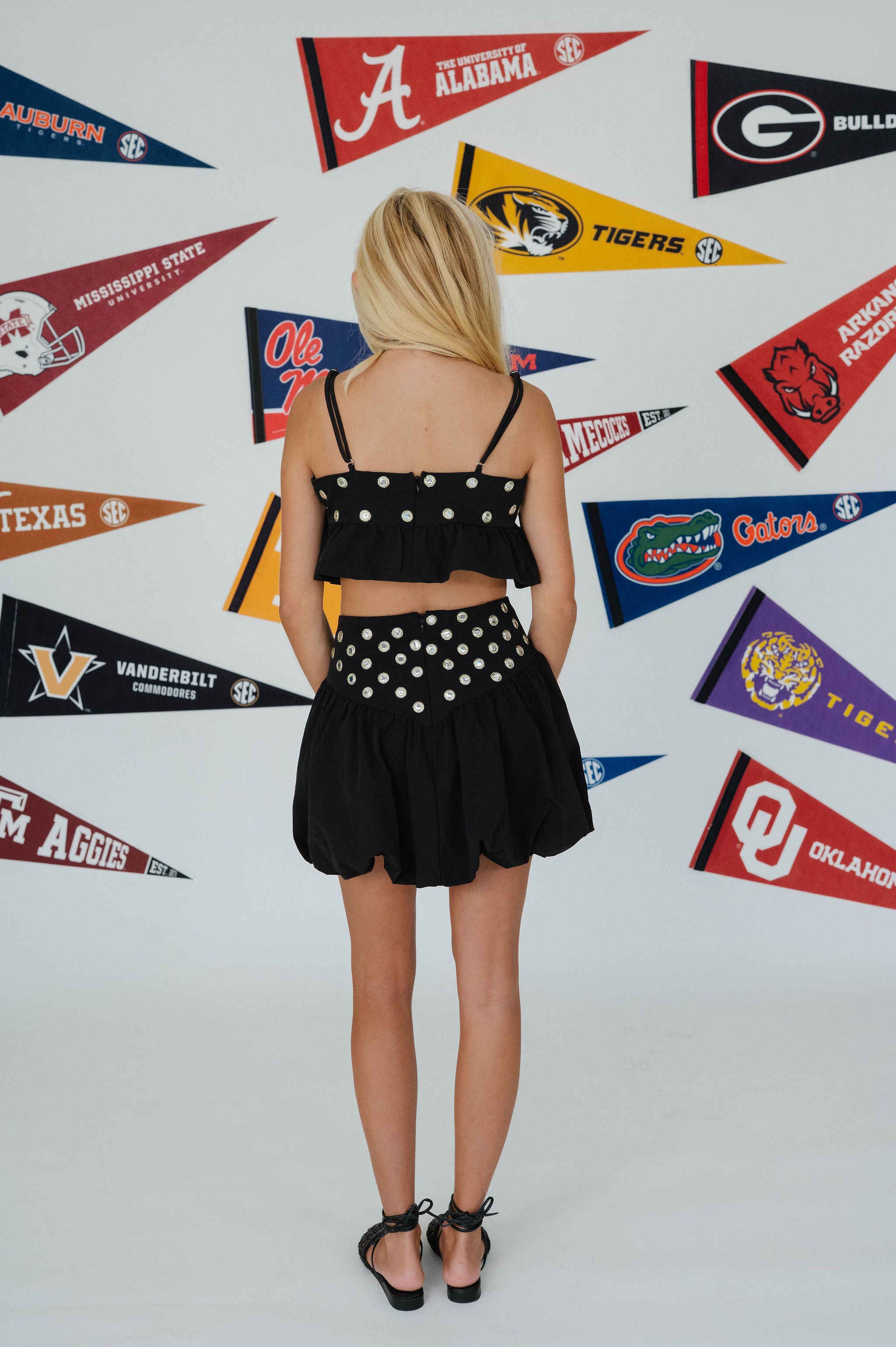 Molly Studded Mini Skirt Set-Black