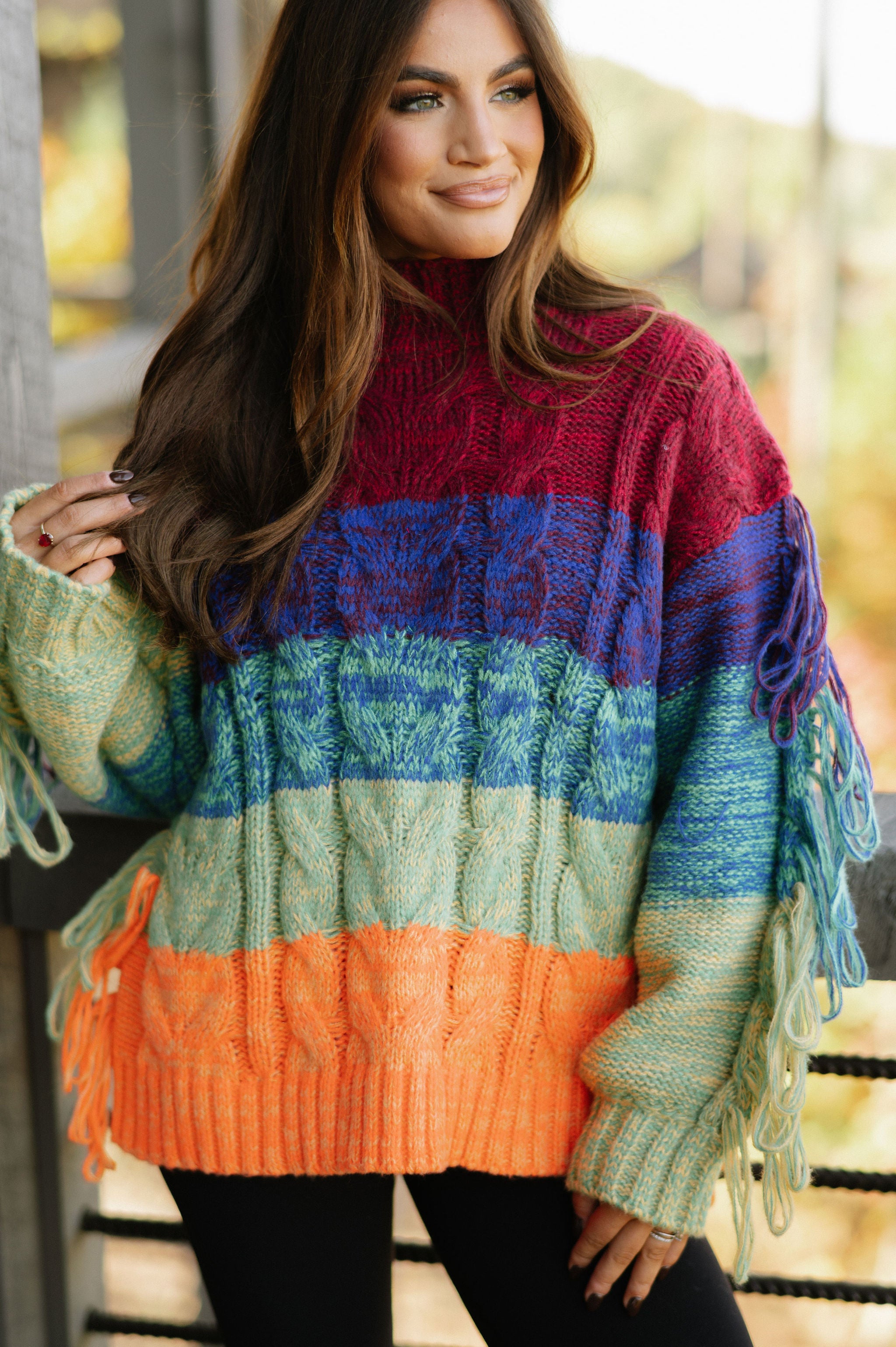 Multi Colored Fringe Sweater