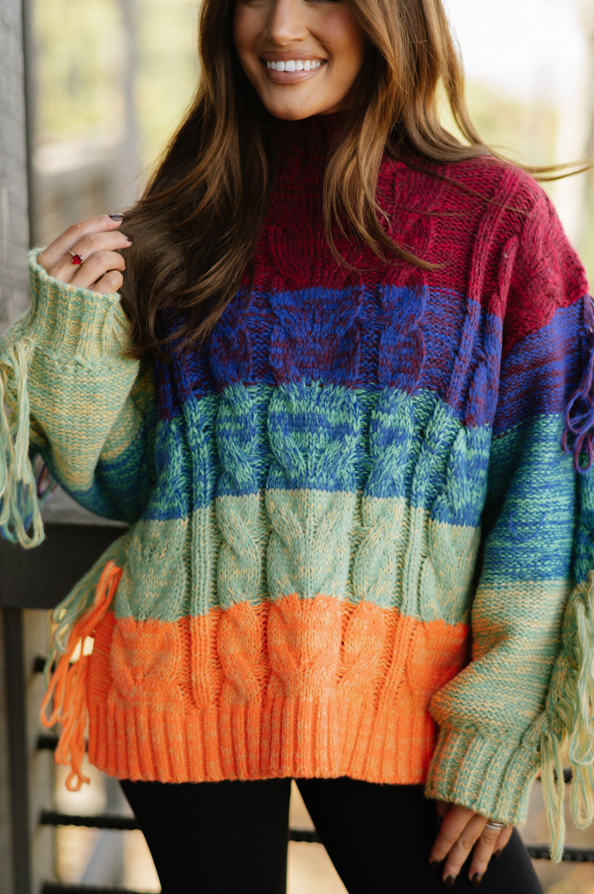 Multi Colored Fringe Sweater