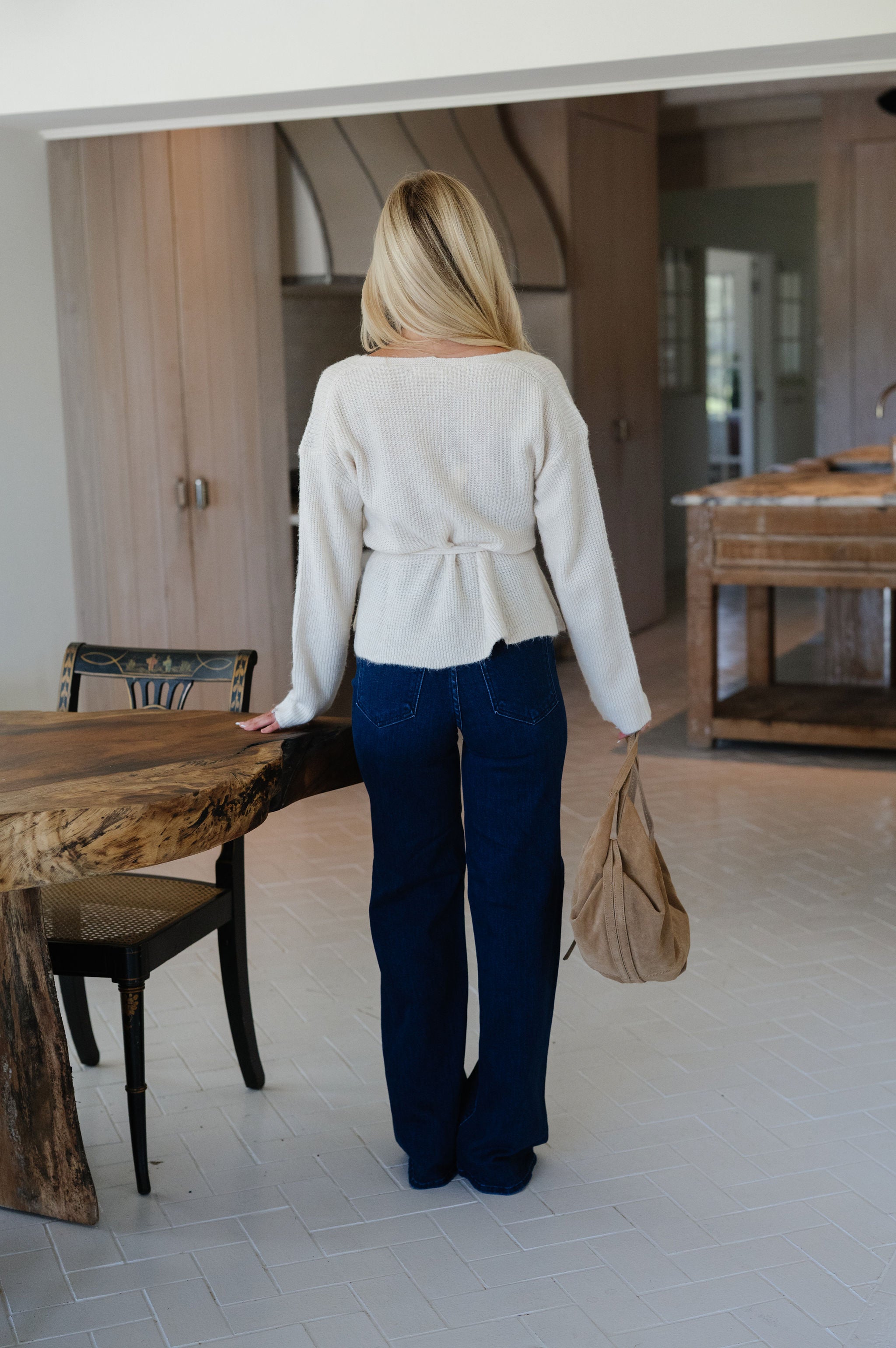 Peplum Sweater Top-Cream