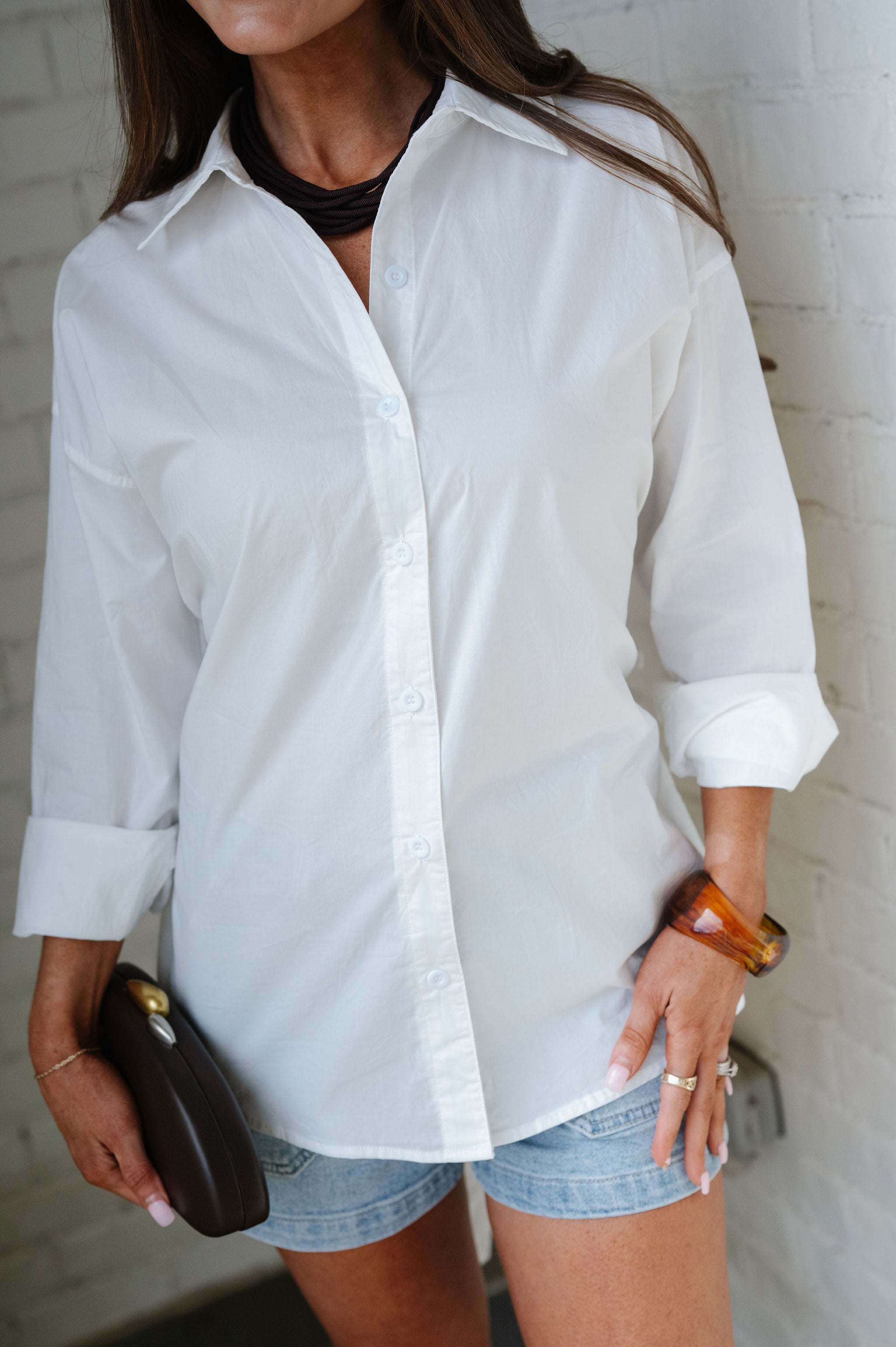 Erin Back Tie Detail Shirt-White