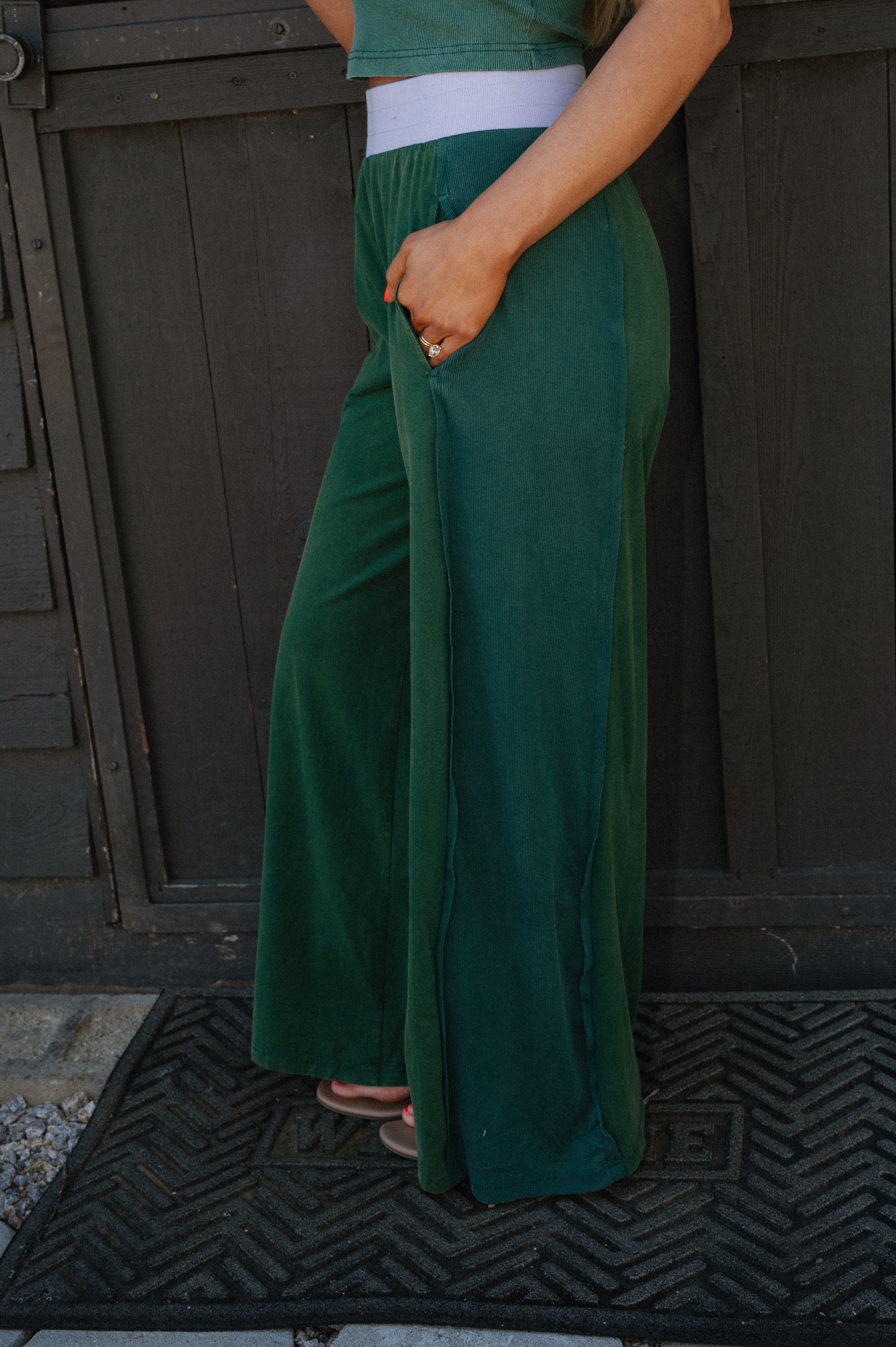 Bloom Wide Leg Lounge Pant-Forest