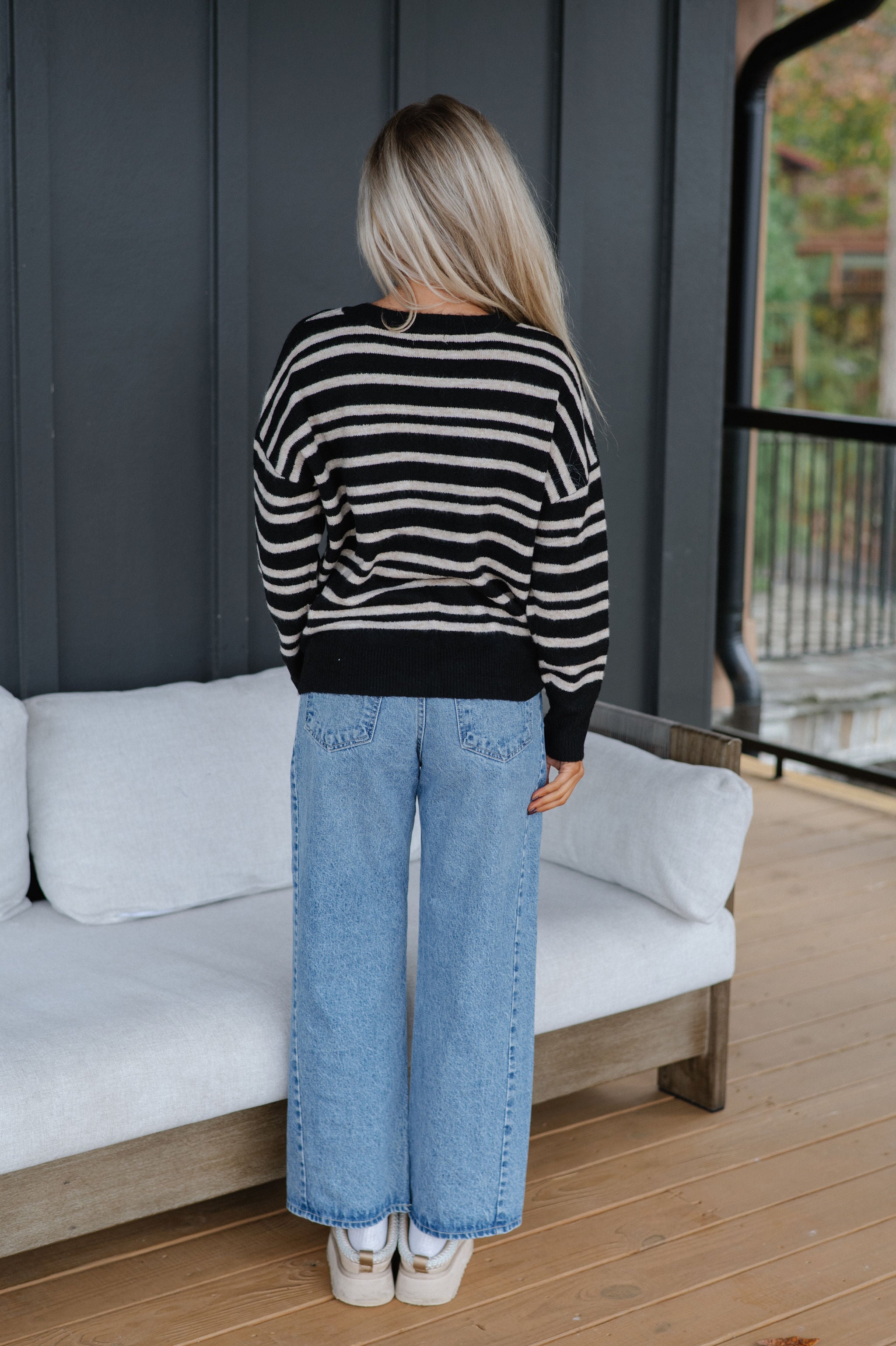 Selina Stripe Sweater- Black