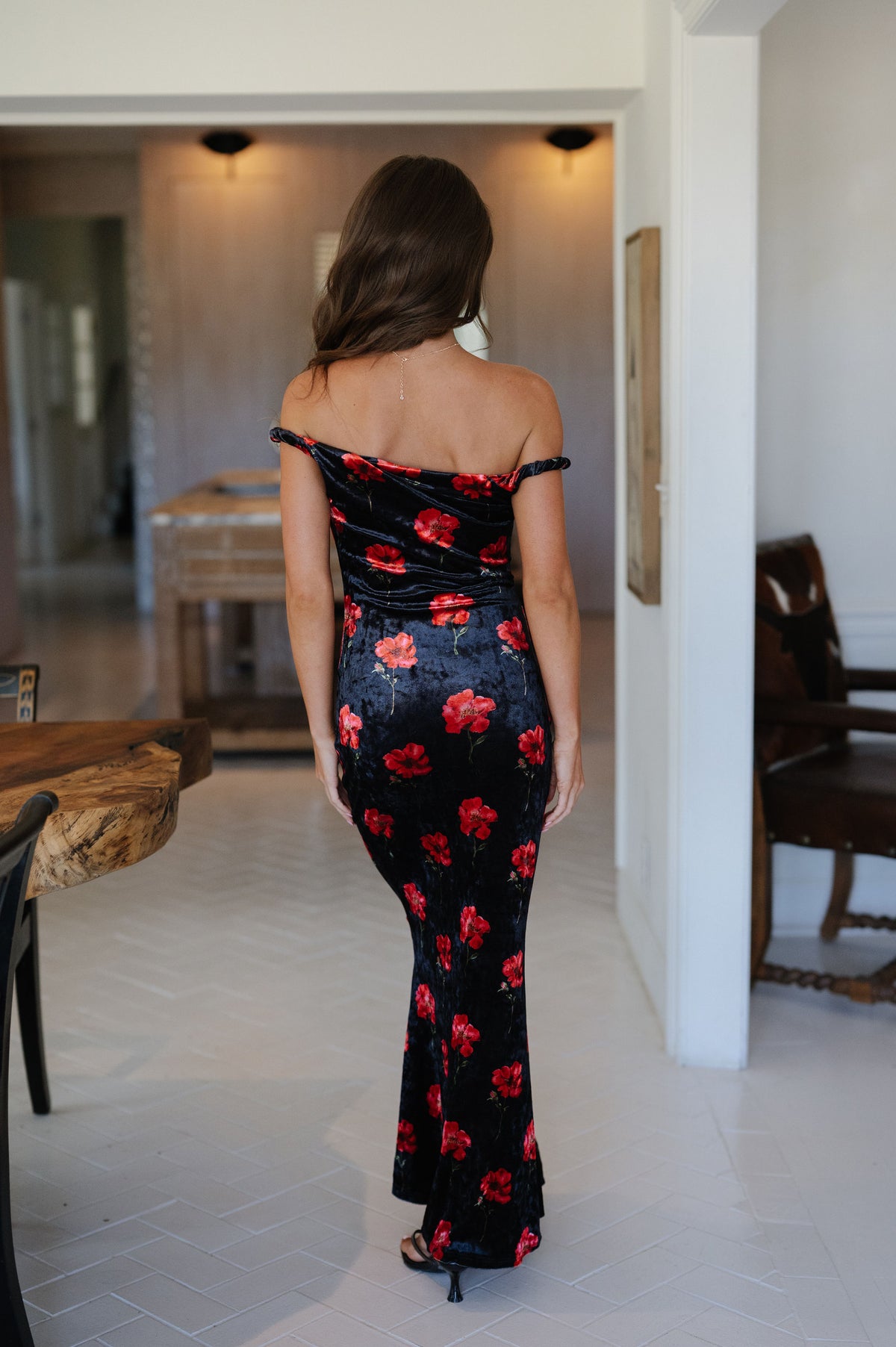 Janna Twist Maxi Dress-Midnight Black/Red