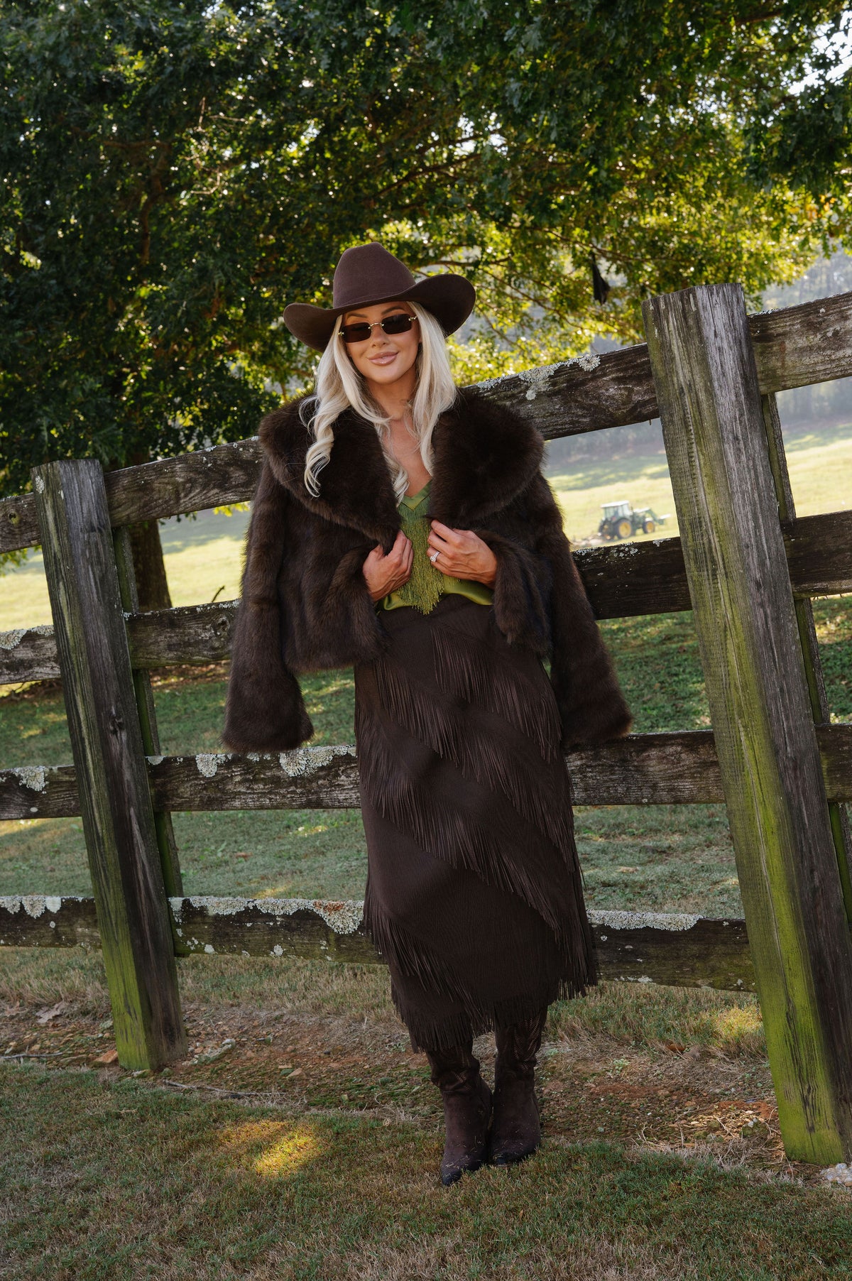 Fern Shawl Faux Fur Jacket-Coffee