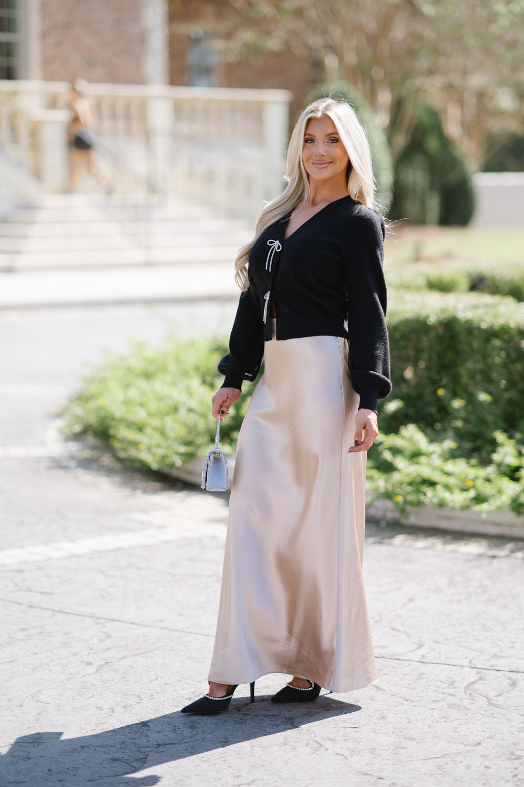 Ryser Satin Maxi Skirt-Champagne