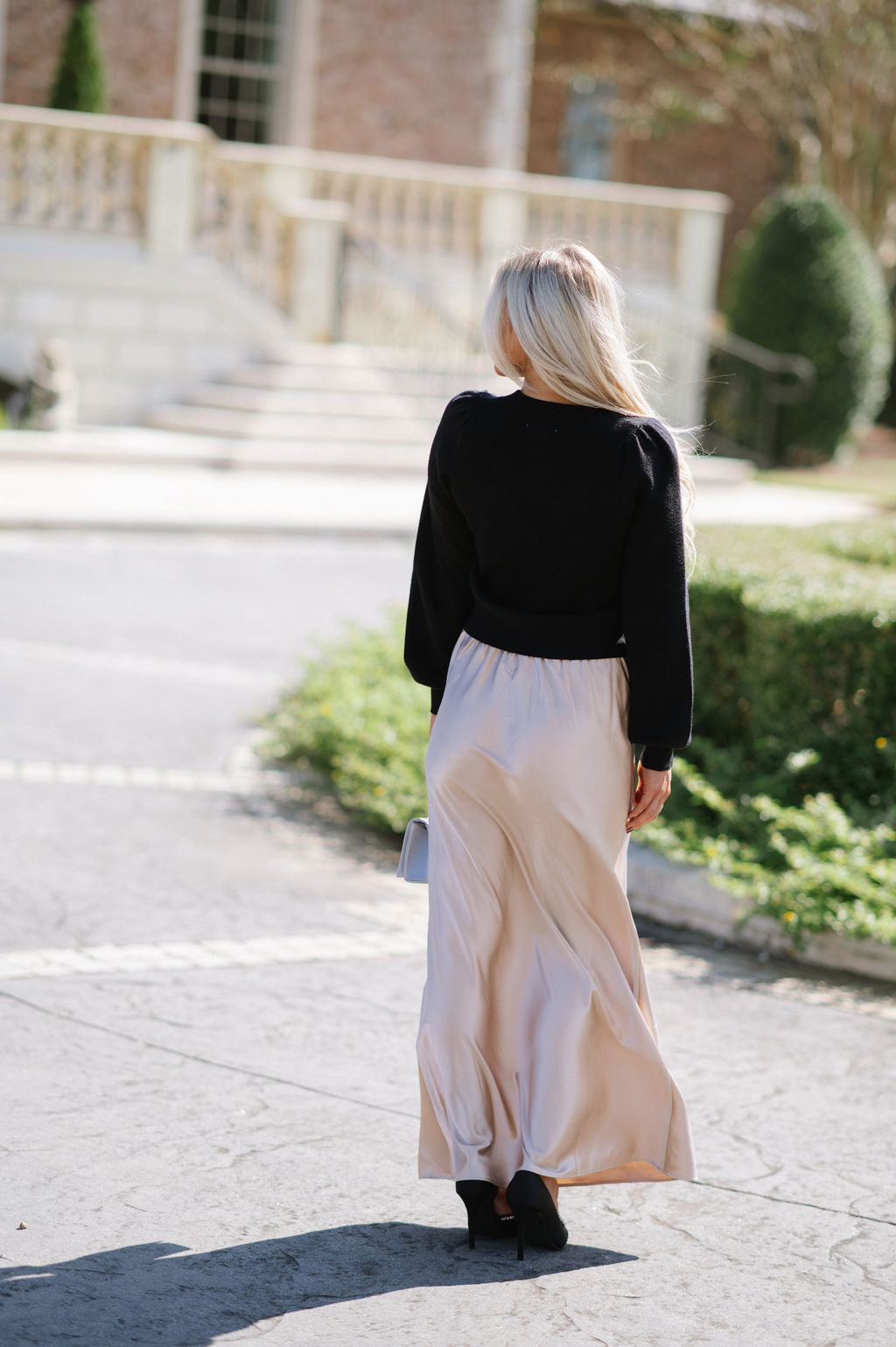 Ryser Satin Maxi Skirt-Champagne