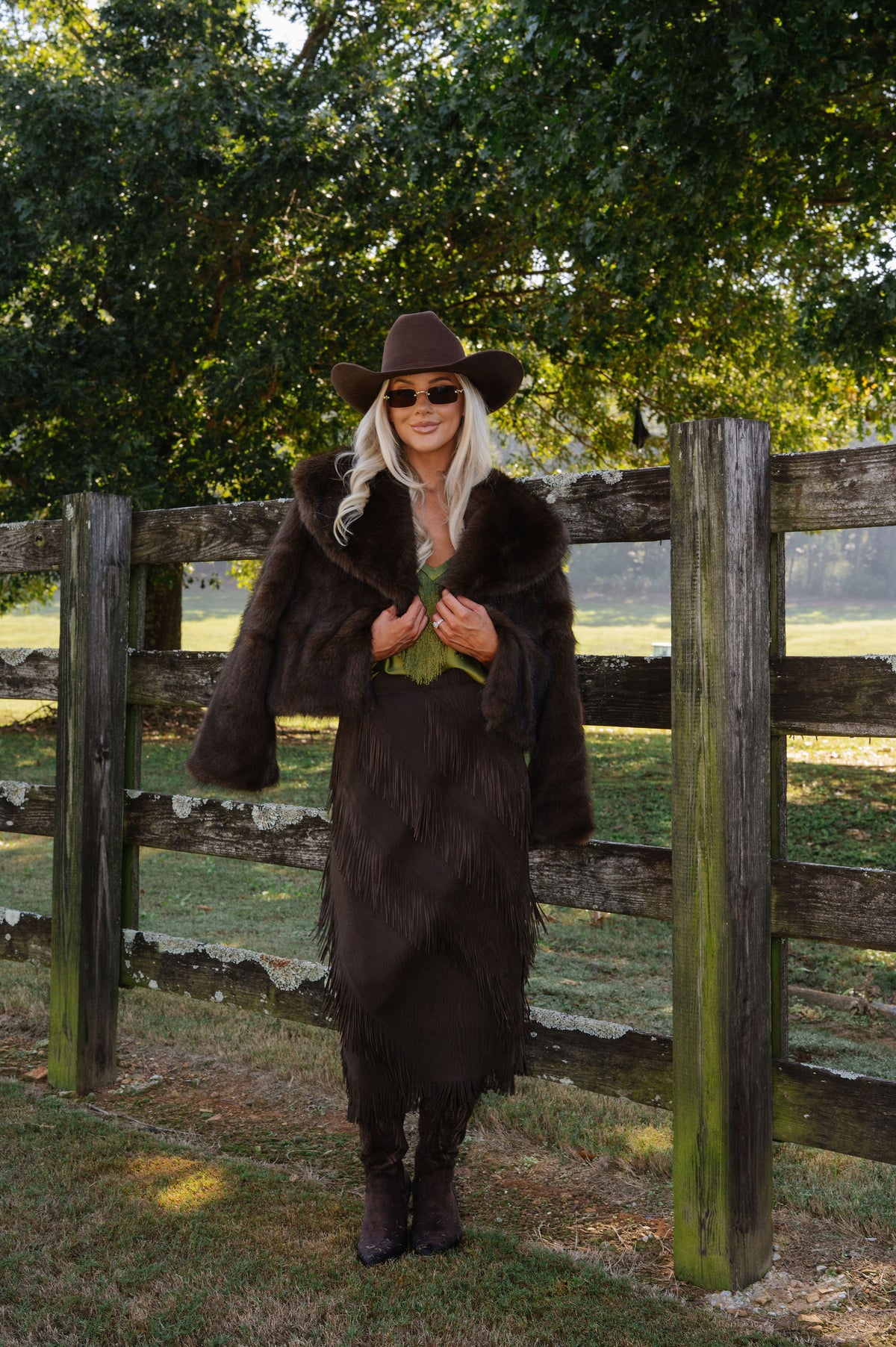 Fern Shawl Faux Fur Jacket-Coffee