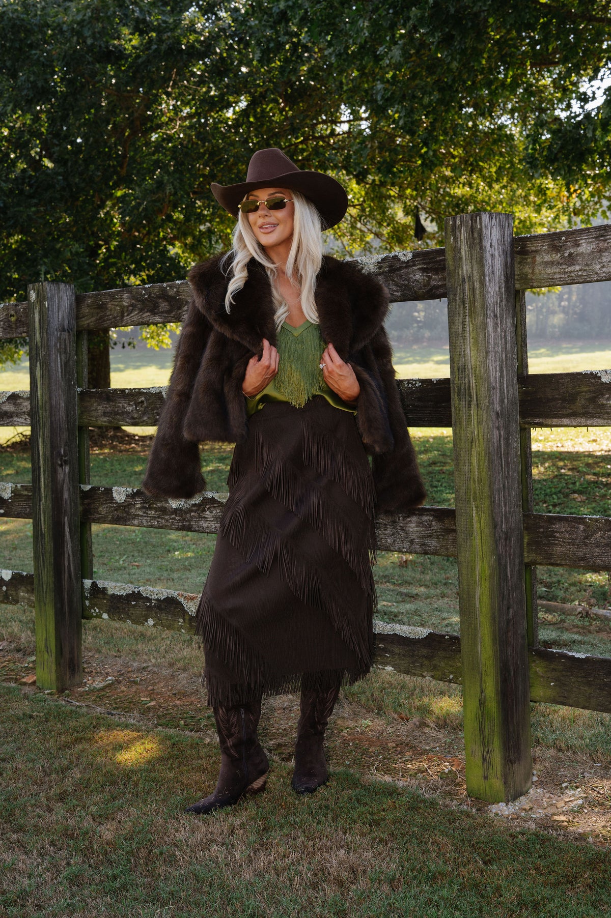 Fern Shawl Faux Fur Jacket-Coffee