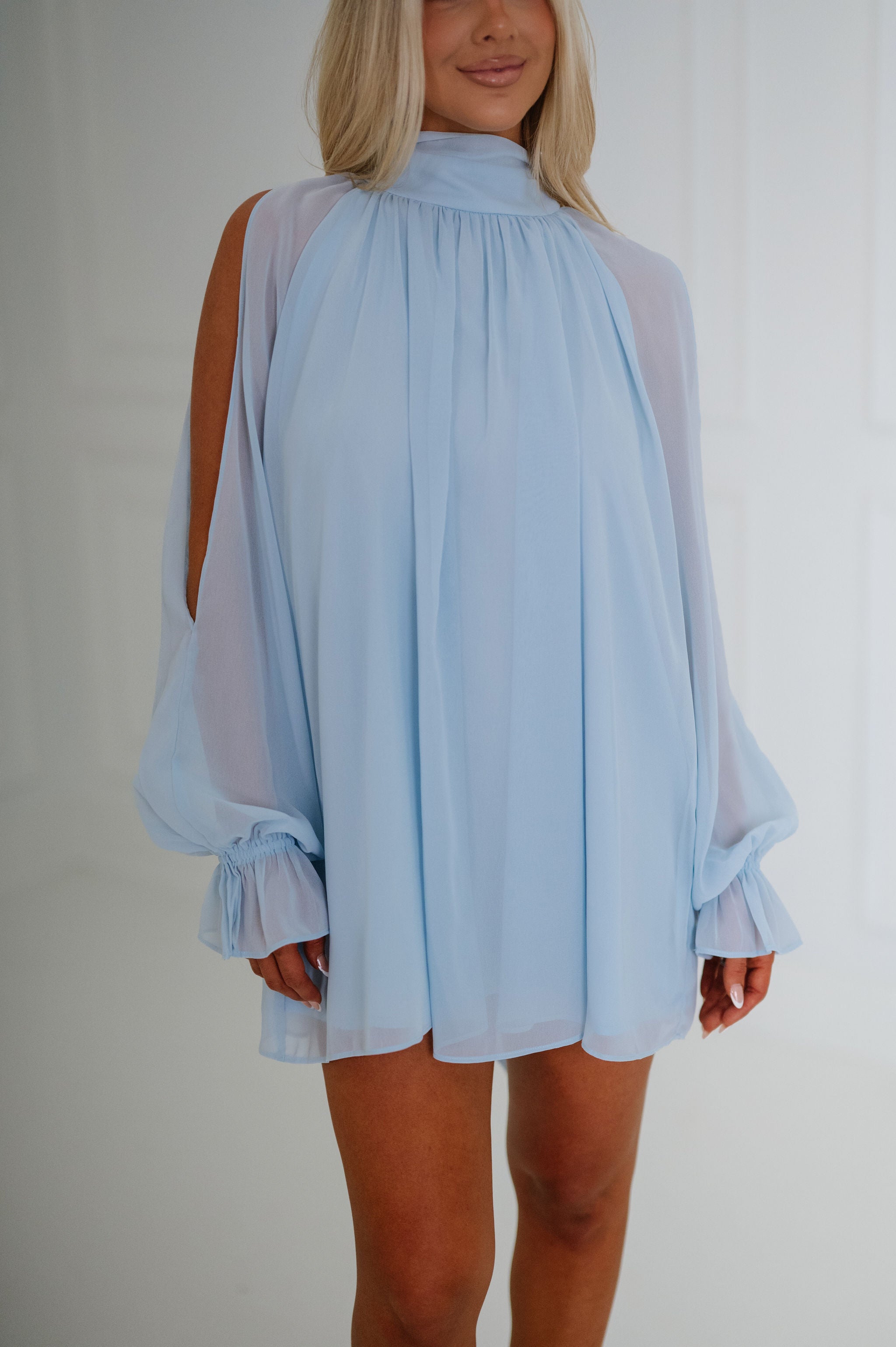 Elowen Mini Dress-Baby Blue