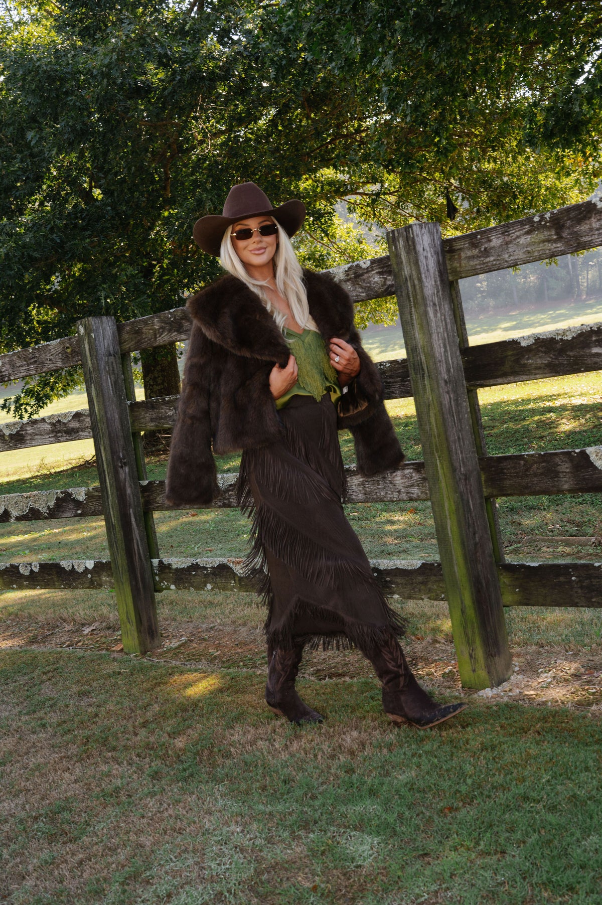 Fern Shawl Faux Fur Jacket-Coffee