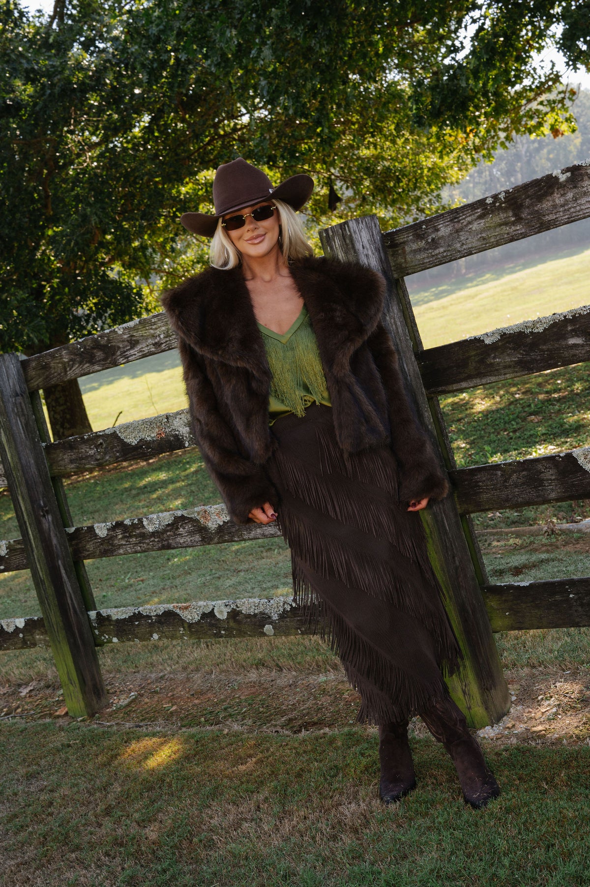 Fern Shawl Faux Fur Jacket-Coffee