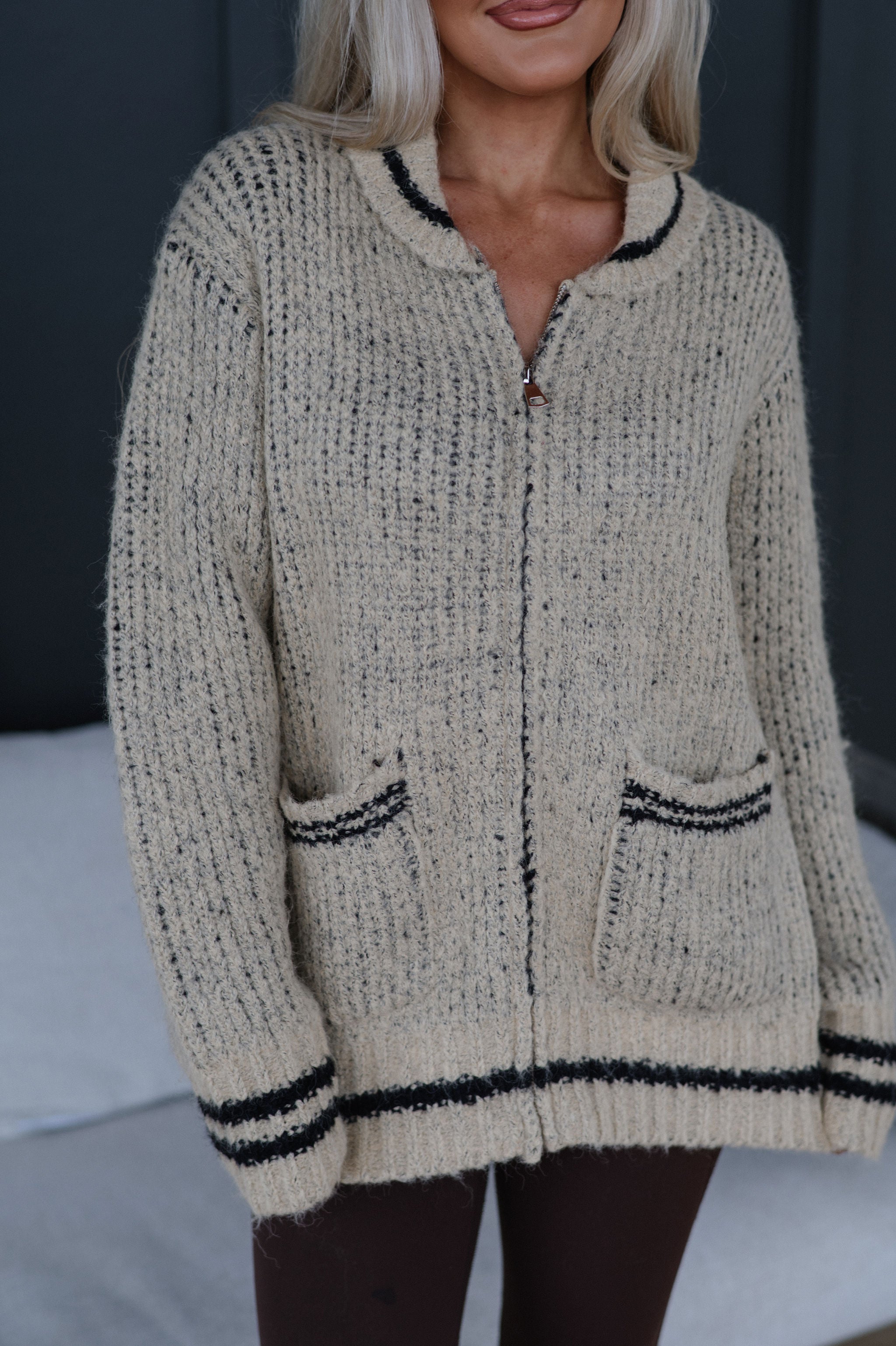 Apres Zip Cardigan-Oatmeal