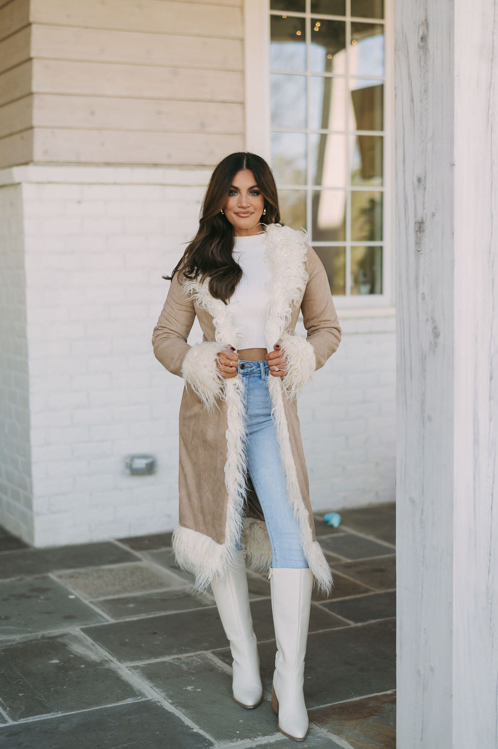 Jones Faux Fur Trim Jacket-Taupe