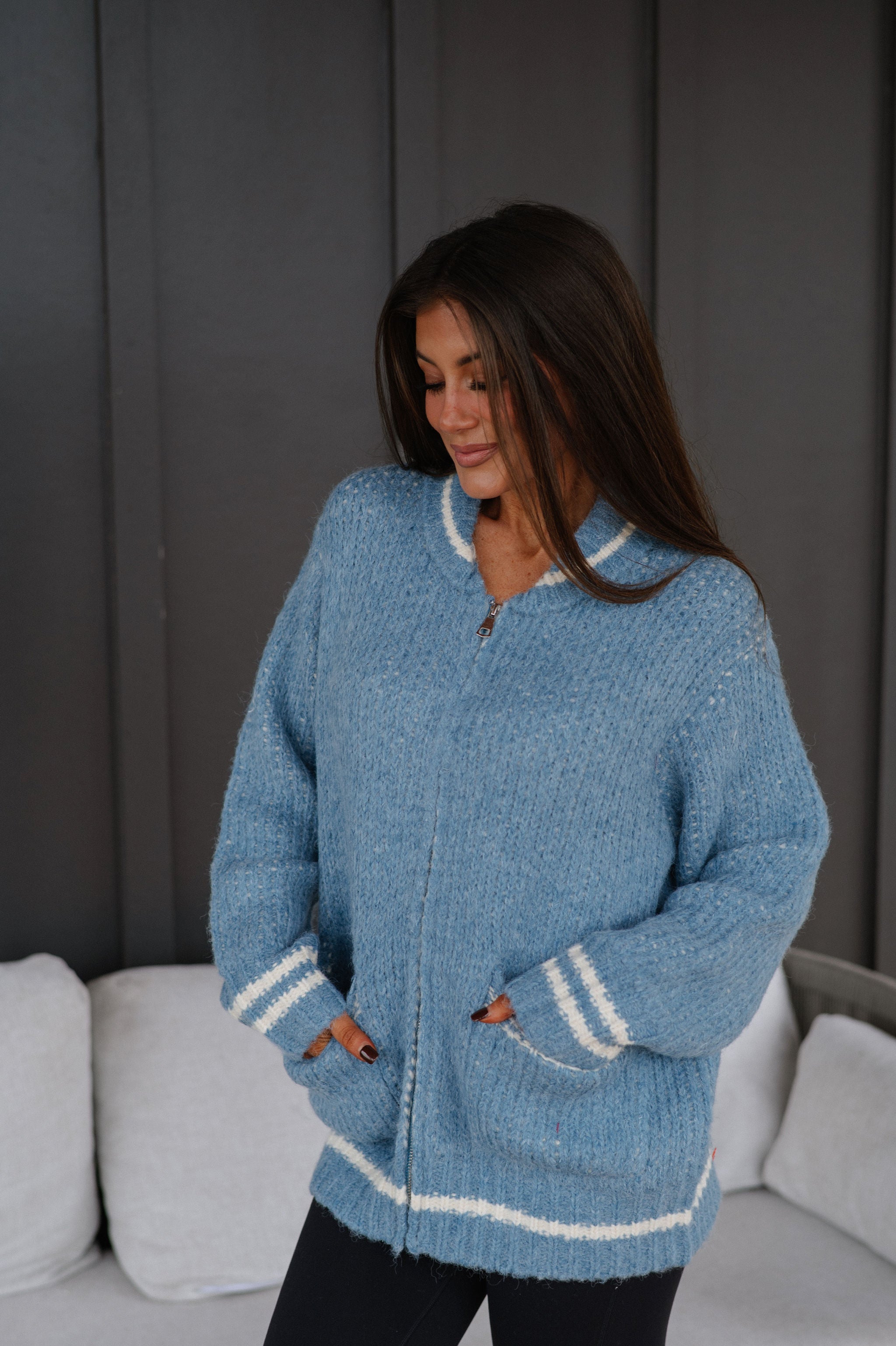 Apres Zip Cardigan-French Blue