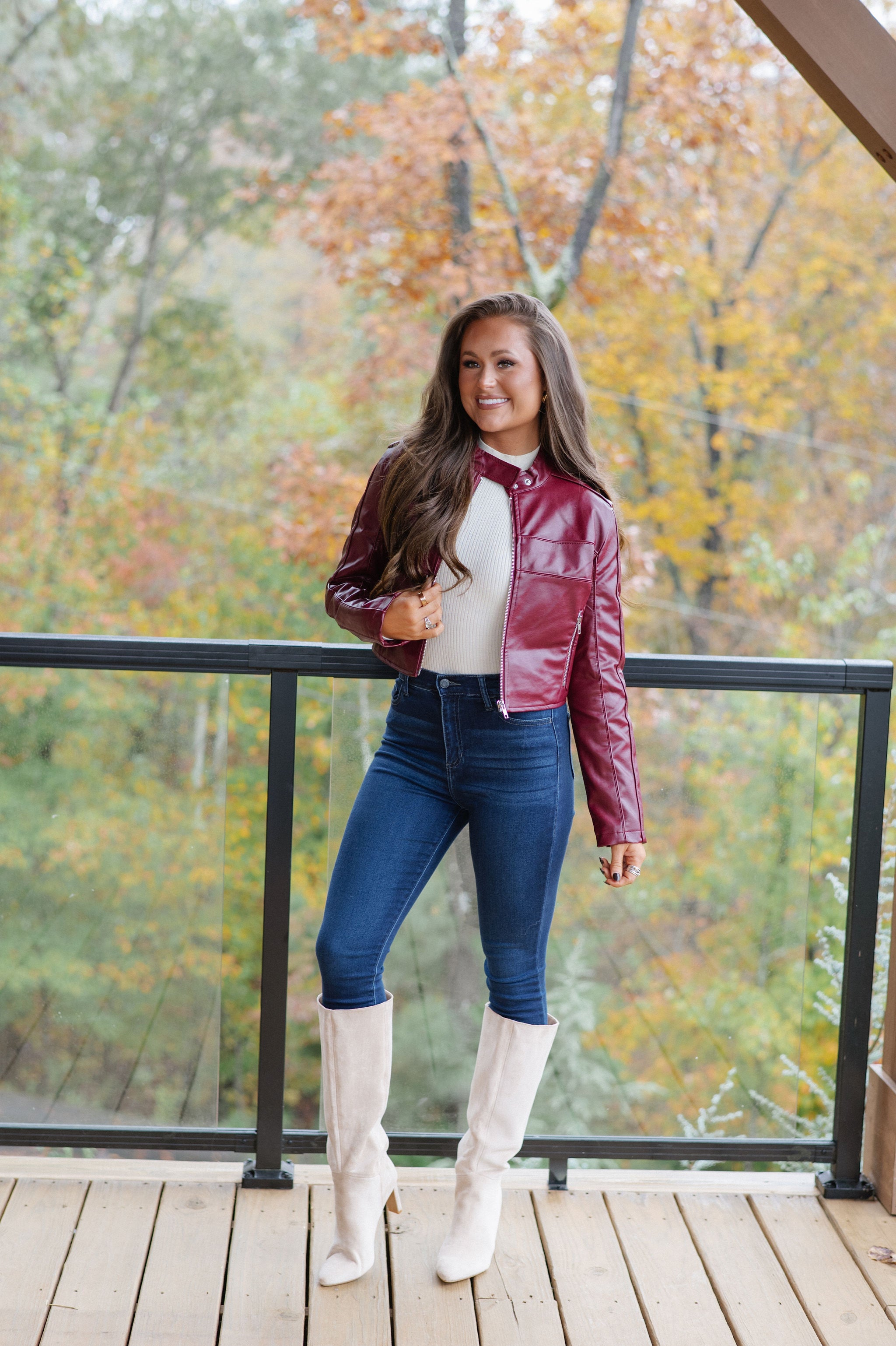 Porter Leather Jacket-Red