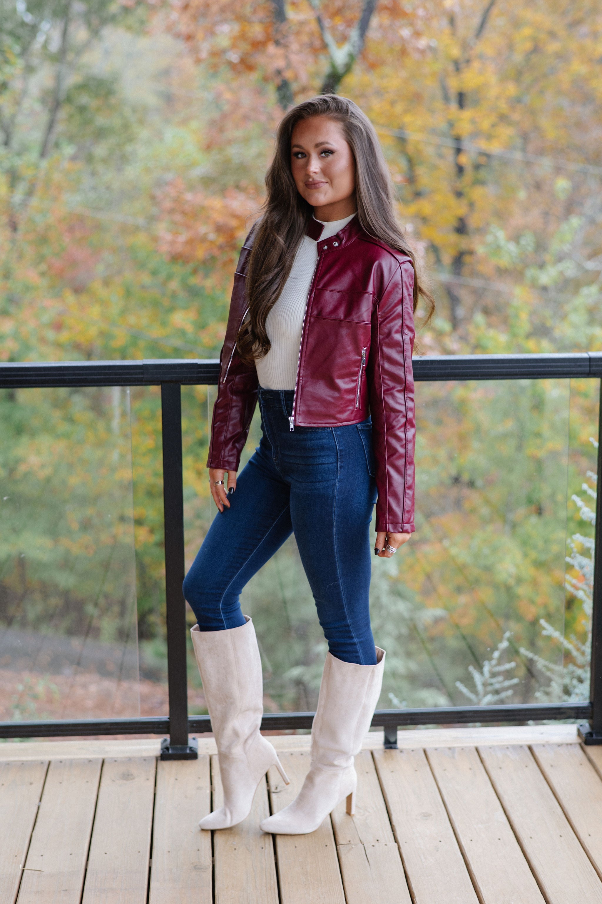 Porter Leather Jacket-Red