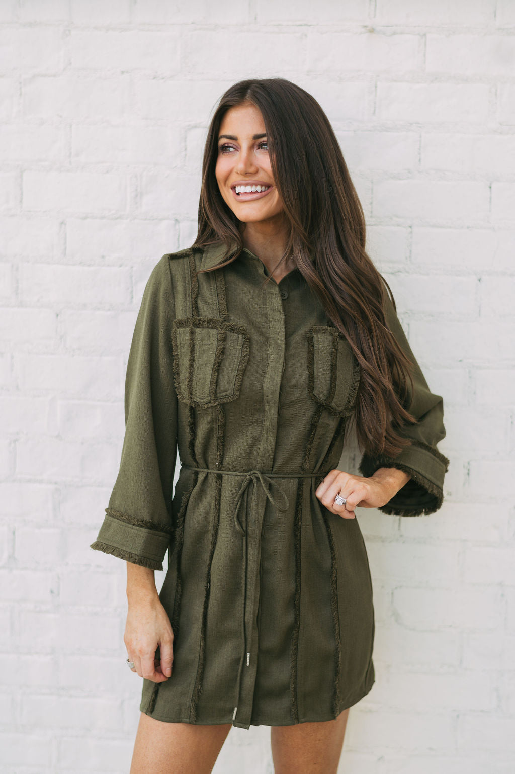 Gavin Woven Dress-Olive