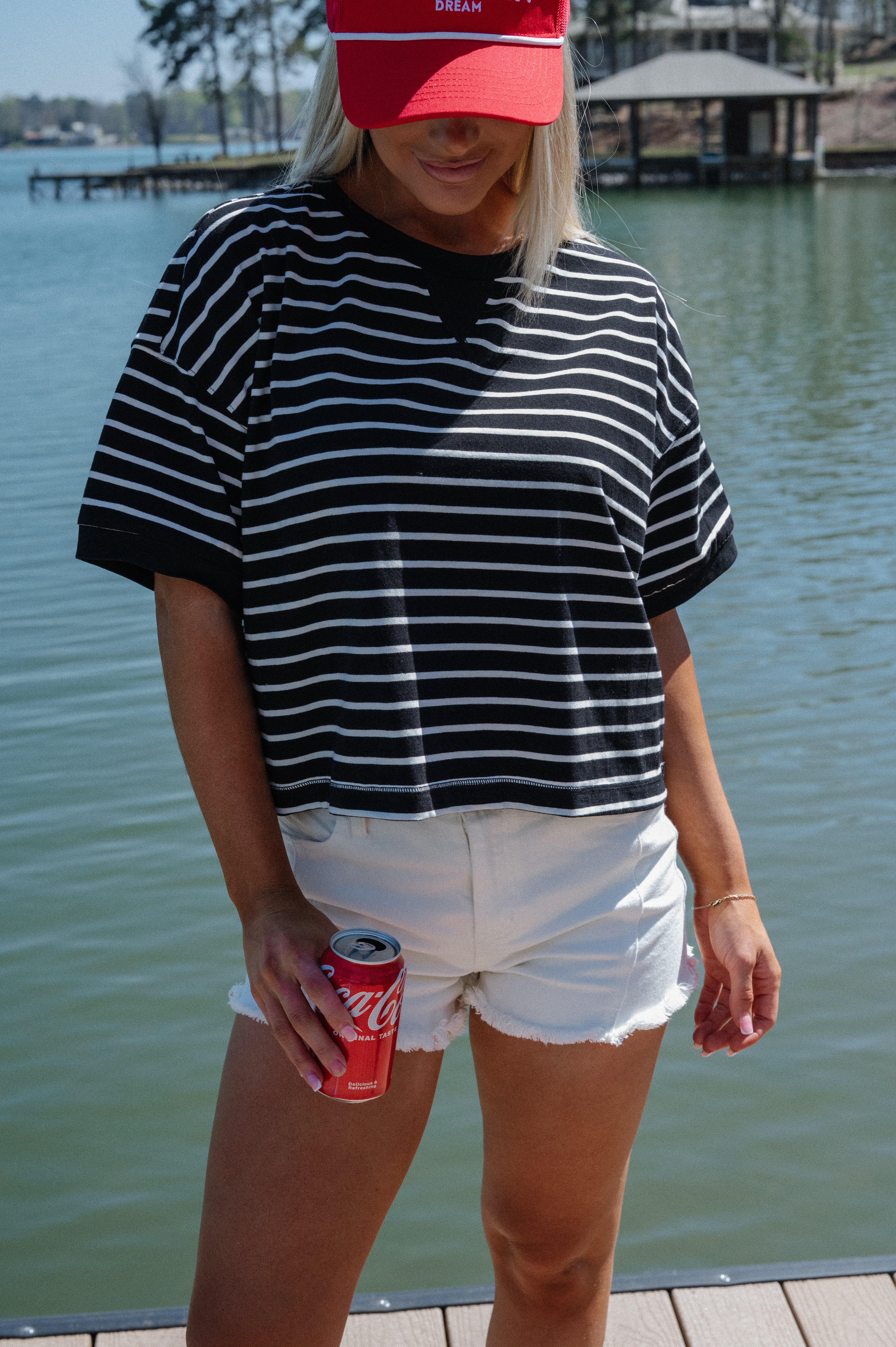 Myles Striped Tee-Black/White