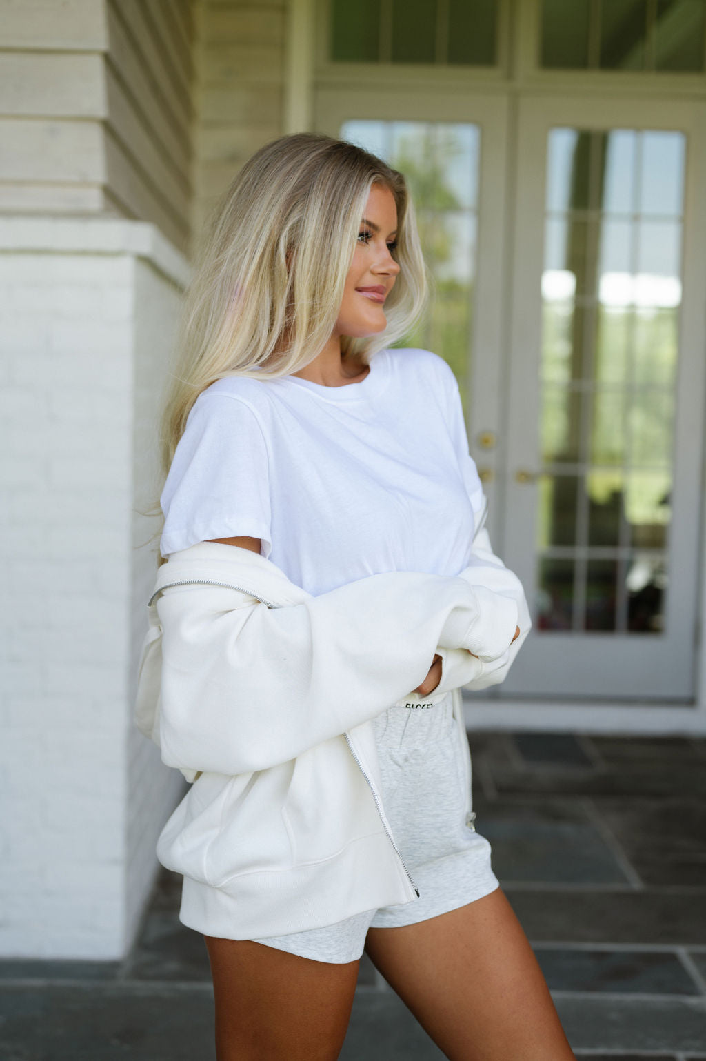 French Terry Hoodie-Ivory