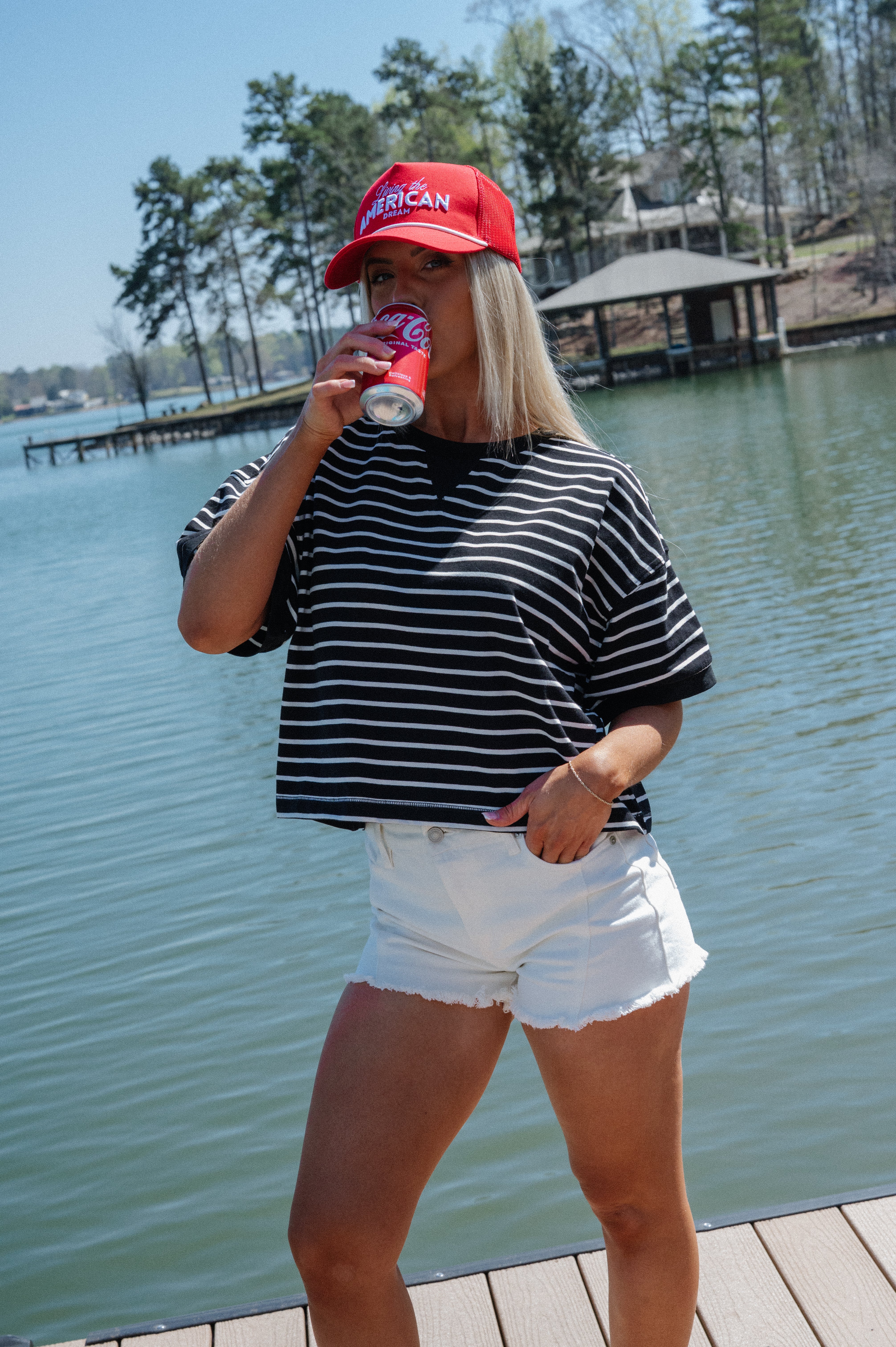 Myles Striped Tee-Black/White