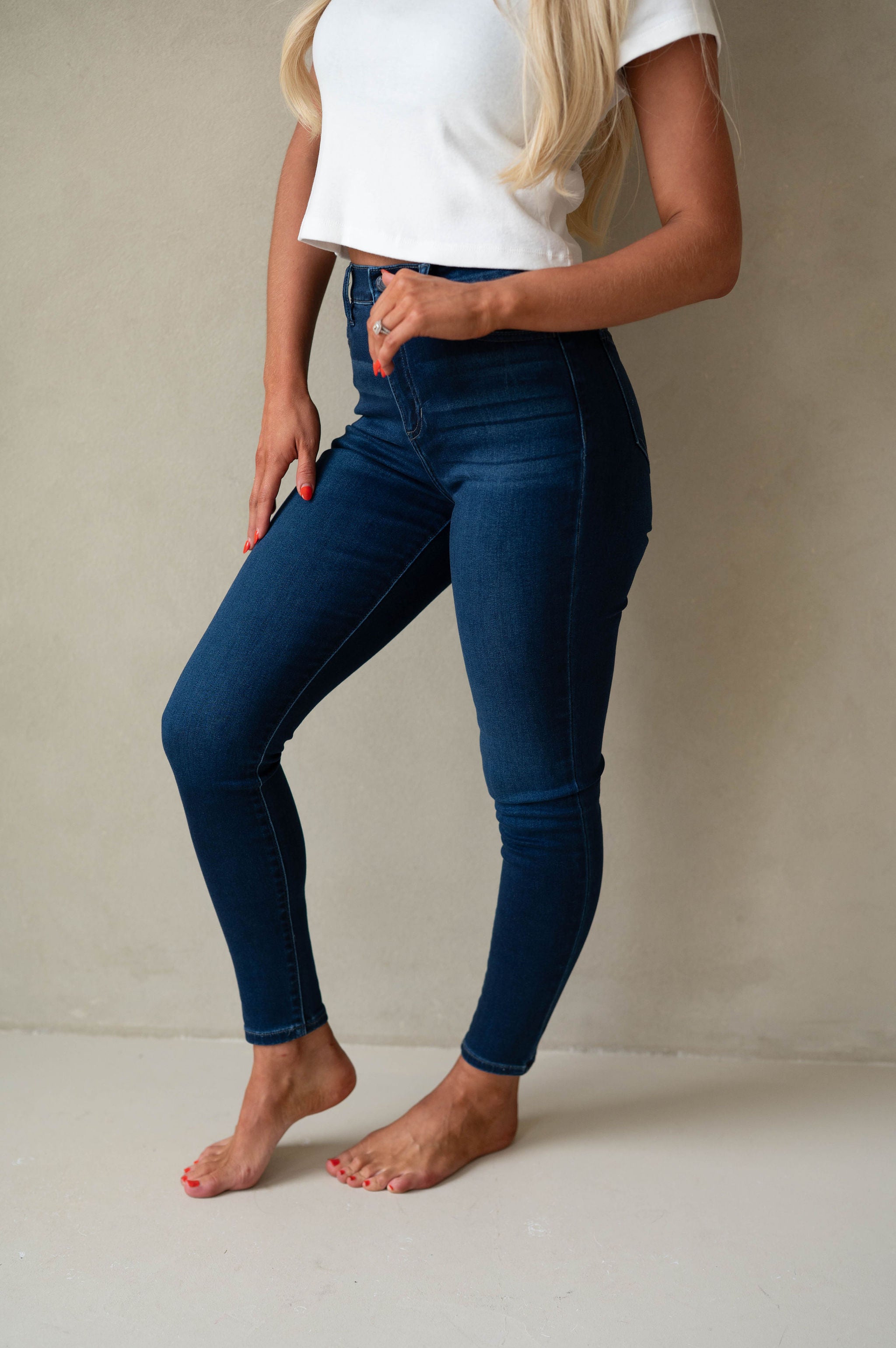 High Rise Ankle Skinny Jeans-Dark Wash