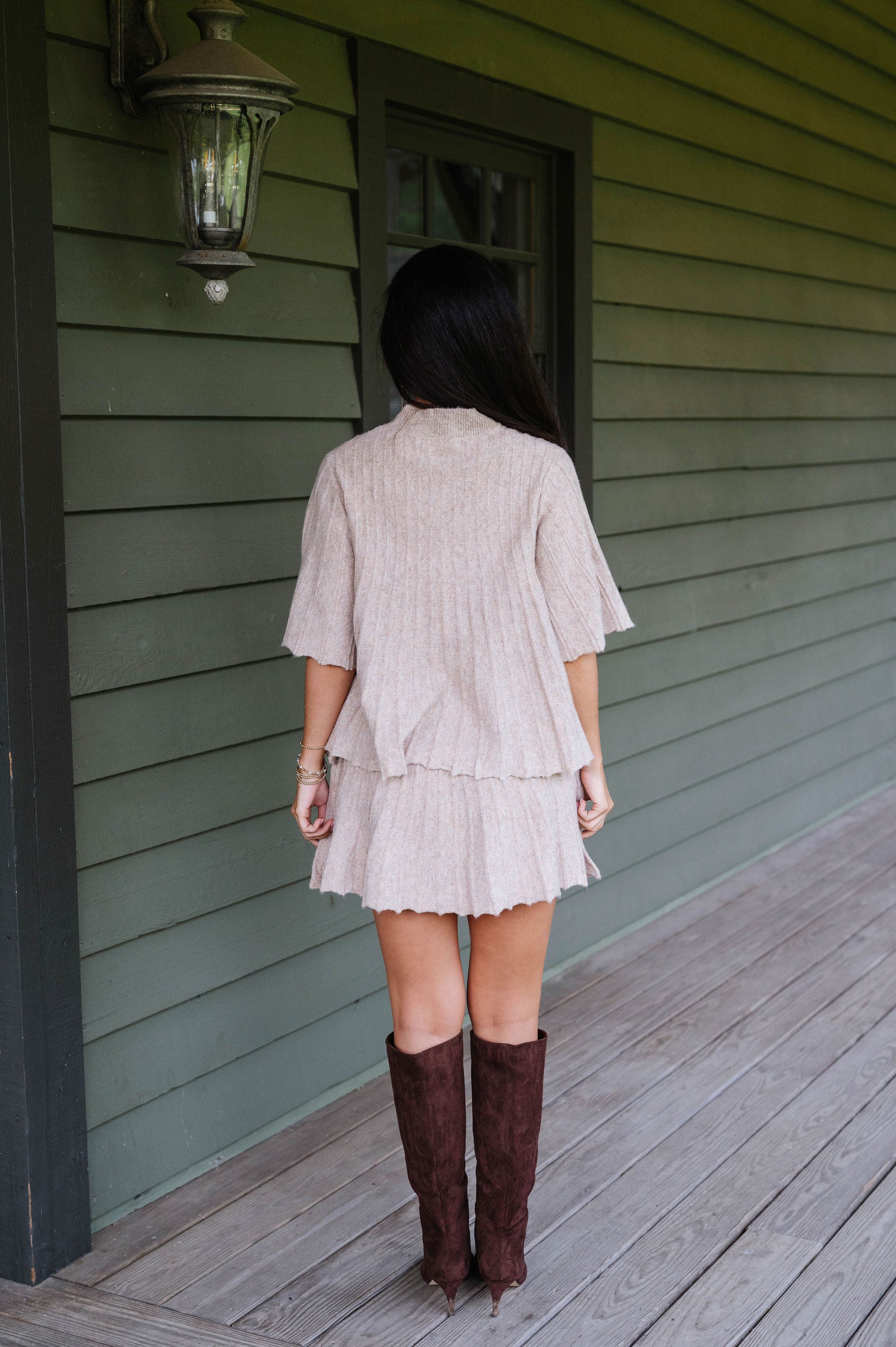 Serena Knit Skirt Set-Beige