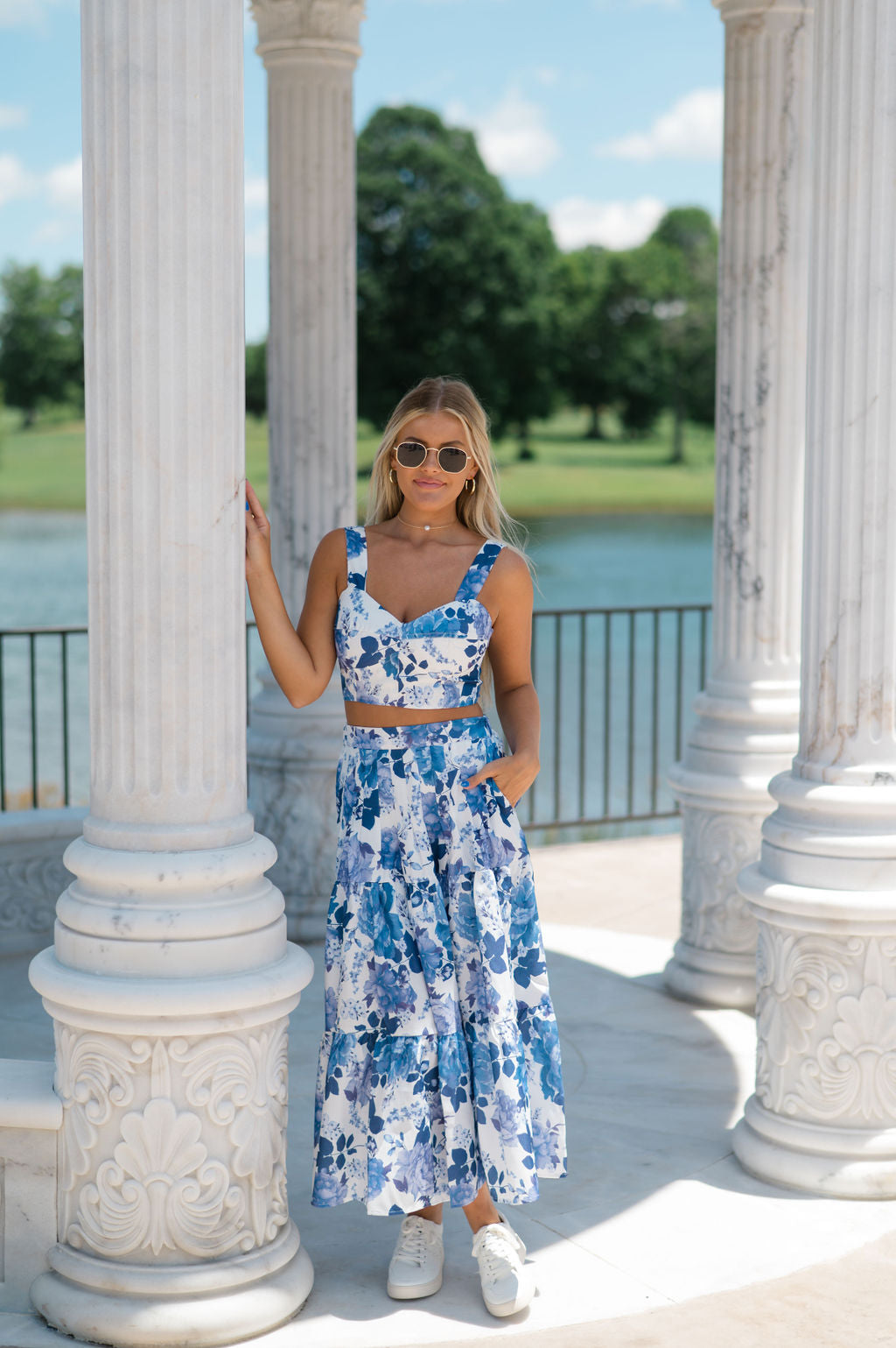 Henley Floral Skirt Set- White Floral