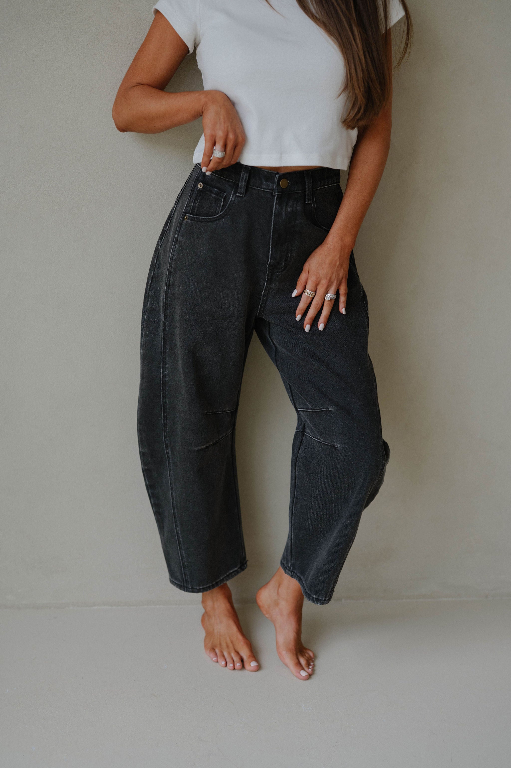 Cade Barrel Pants-Black