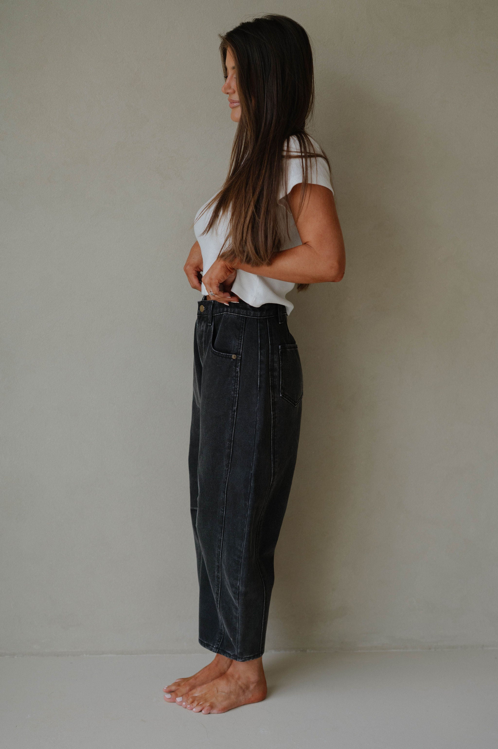 Cade Barrel Pants-Black