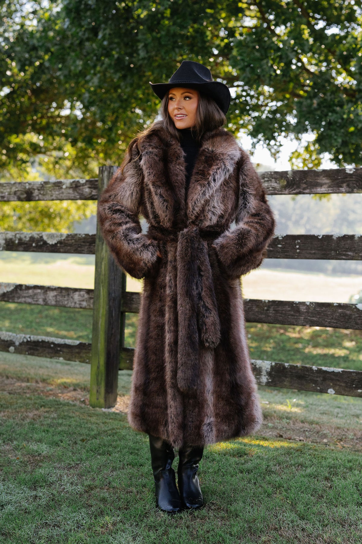Cersei Faux Fur Jacket-Brown