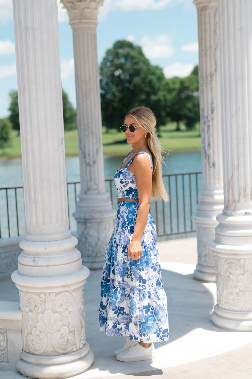 Henley Floral Skirt Set- White Floral