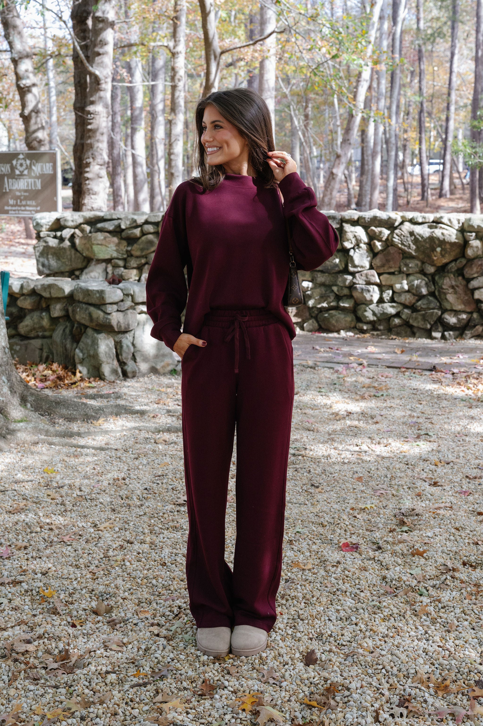 Nelson Scuba Pants Set-Dark Cherry