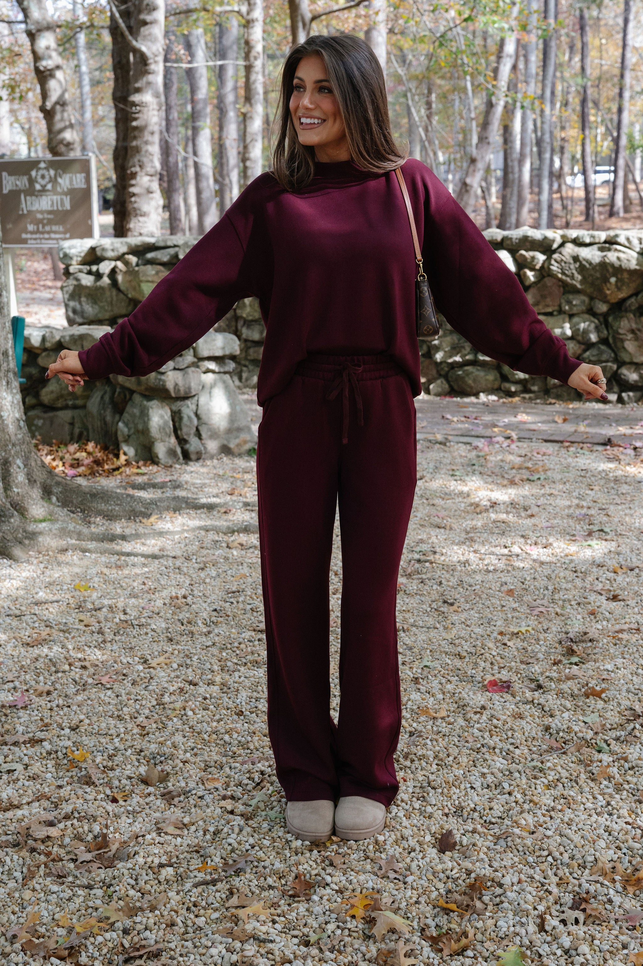 Nelson Scuba Pants Set-Dark Cherry